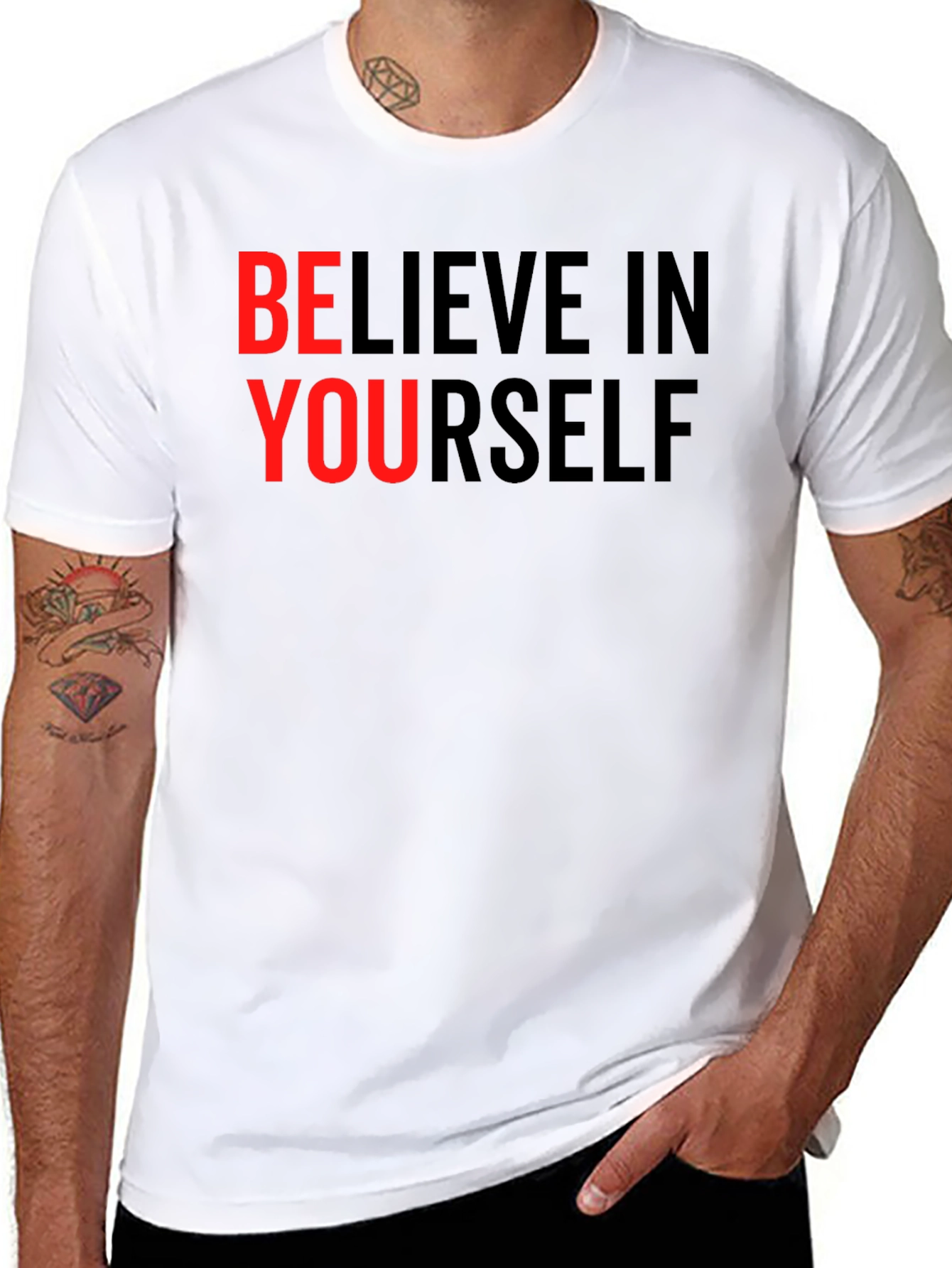 Believe In Yourself Graphic Tee - Motivational Black T-Shirt
