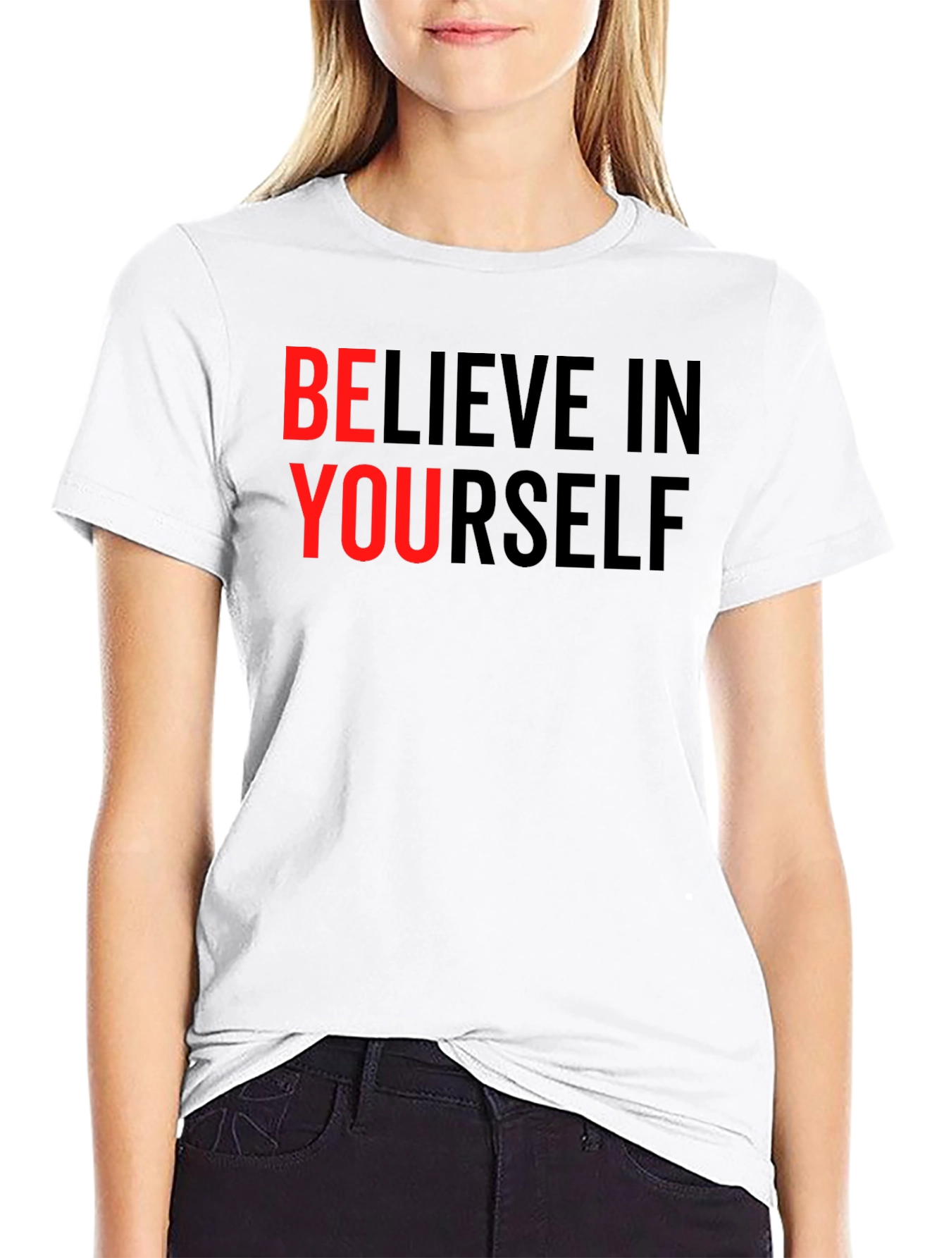 Believe In Yourself Graphic Tee - Motivational Black T-Shirt