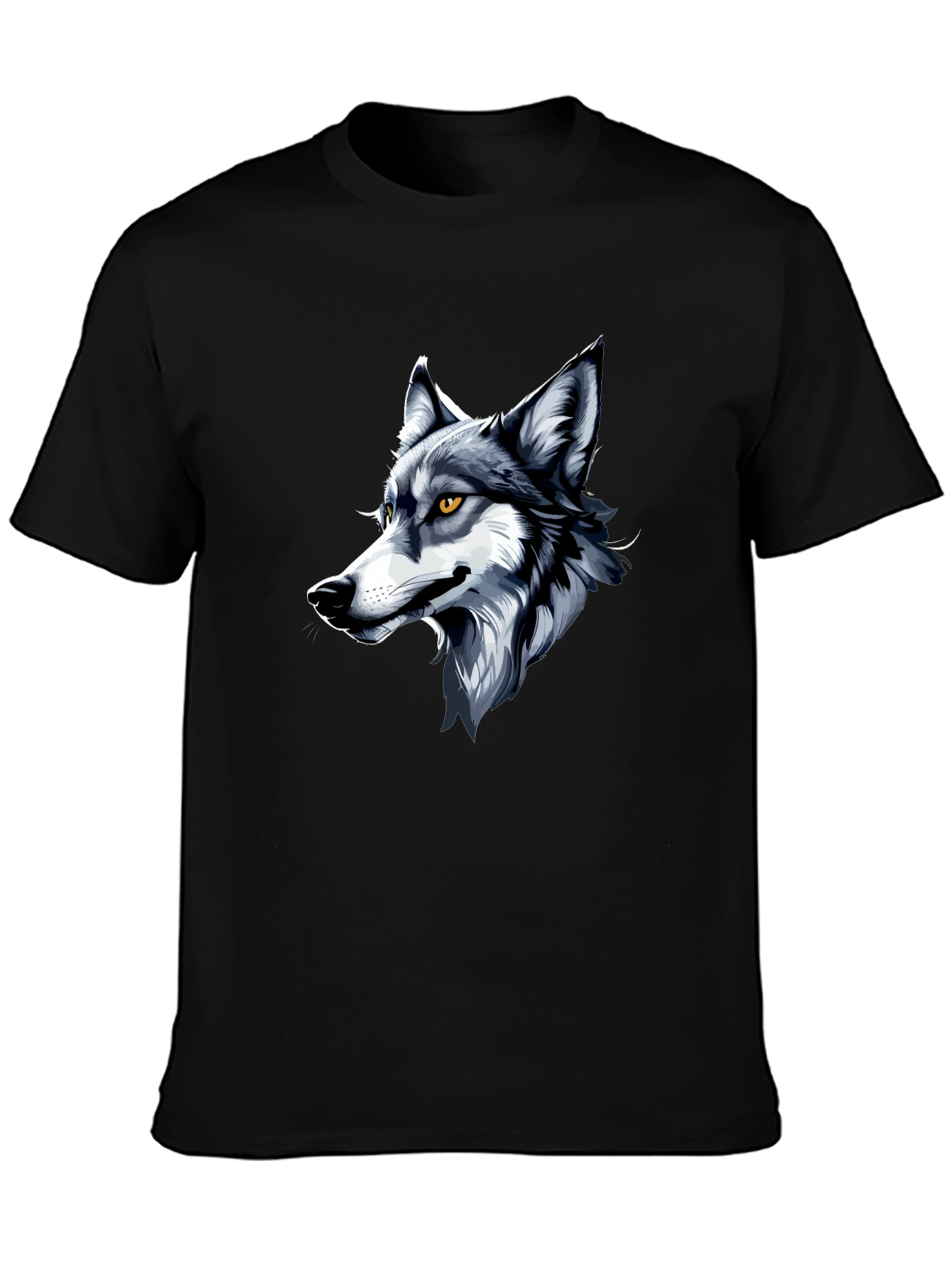 Cool Wolf Graphic Tee - Black Cotton Shirt