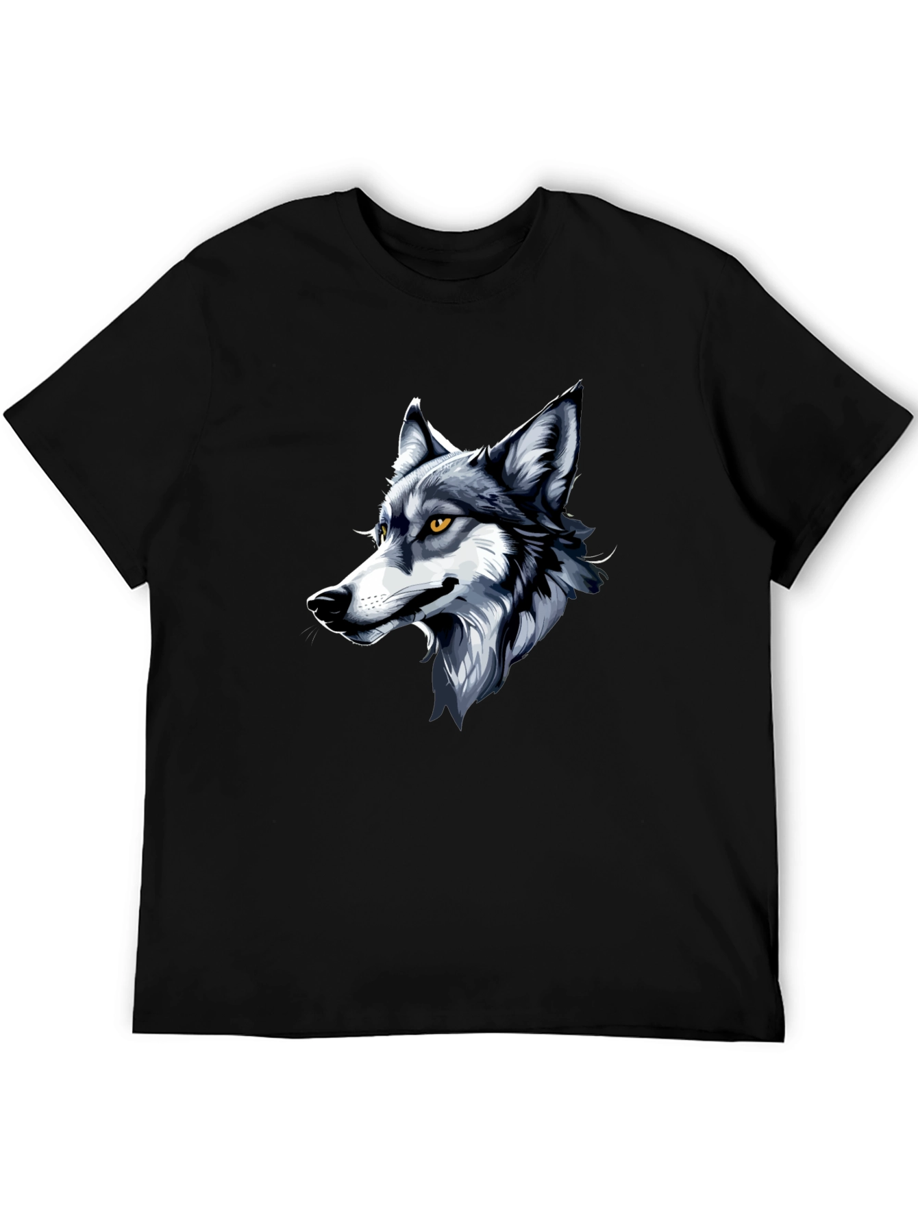 Cool Wolf Graphic Tee - Black Cotton Shirt