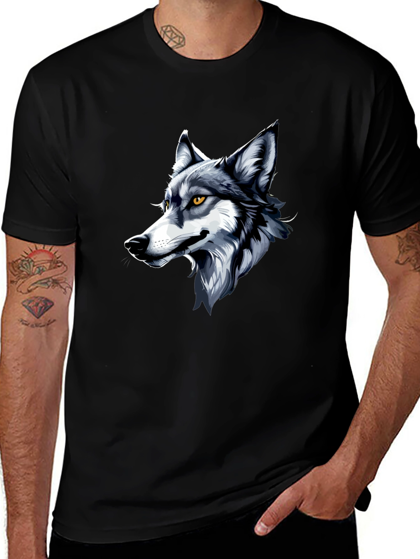 Cool Wolf Graphic Tee - Black Cotton Shirt