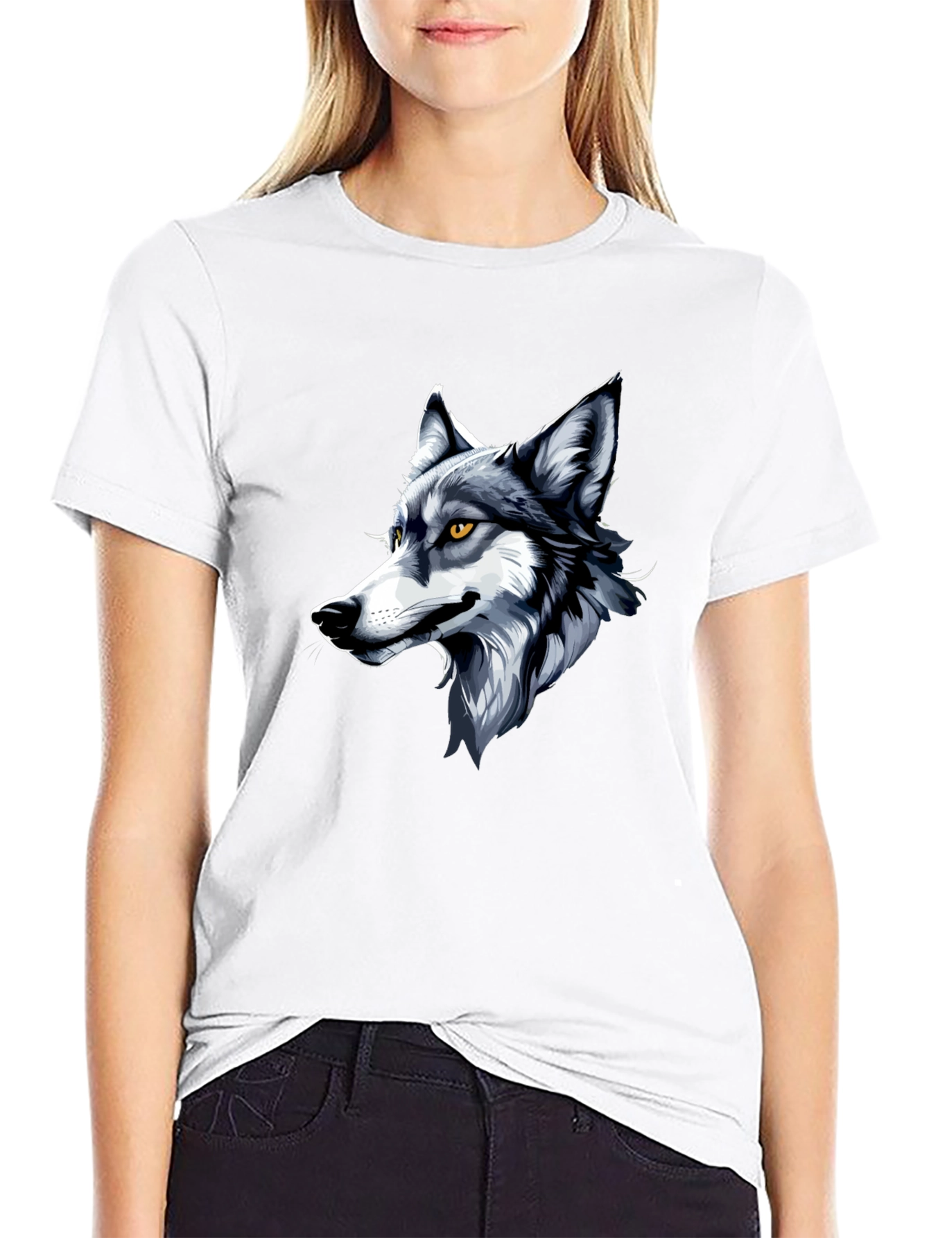 Cool Wolf Graphic Tee - Black Cotton Shirt