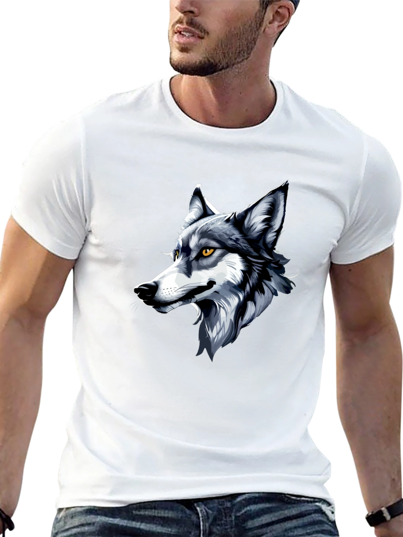 Cool Wolf Graphic Tee - Black Cotton Shirt