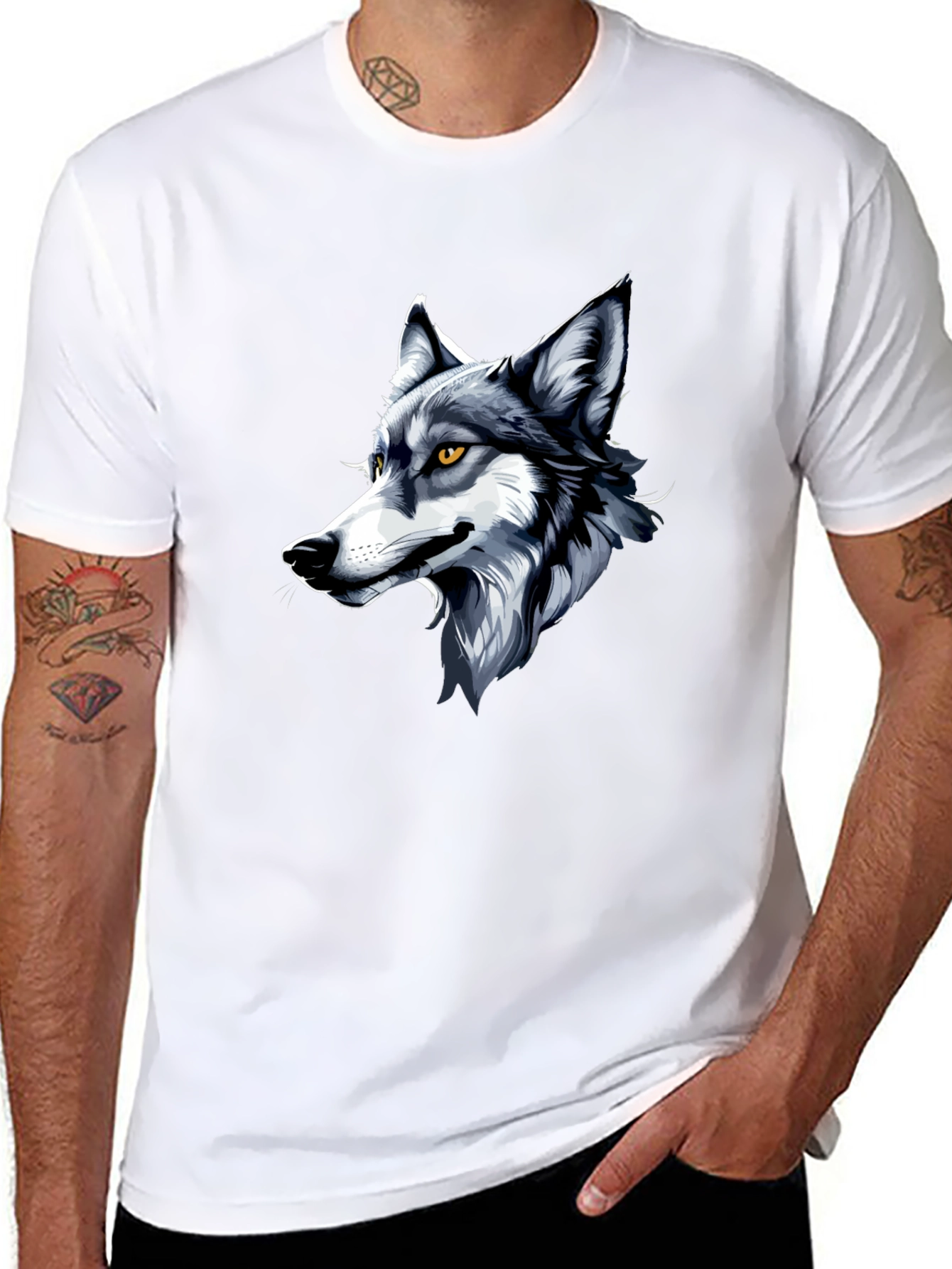 Cool Wolf Graphic Tee - Black Cotton Shirt