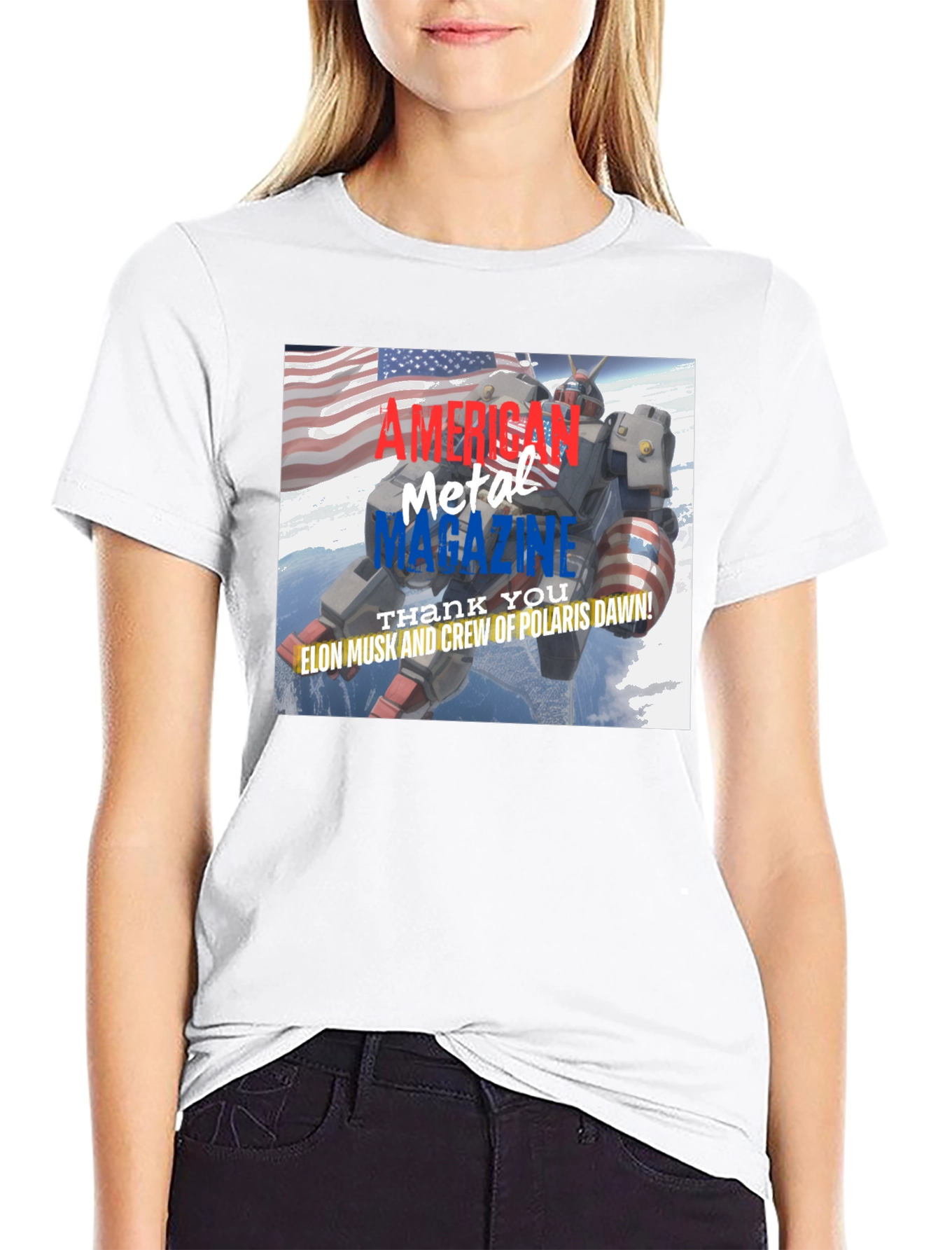 American Metal Magazine Patriotic Robot T-Shirt