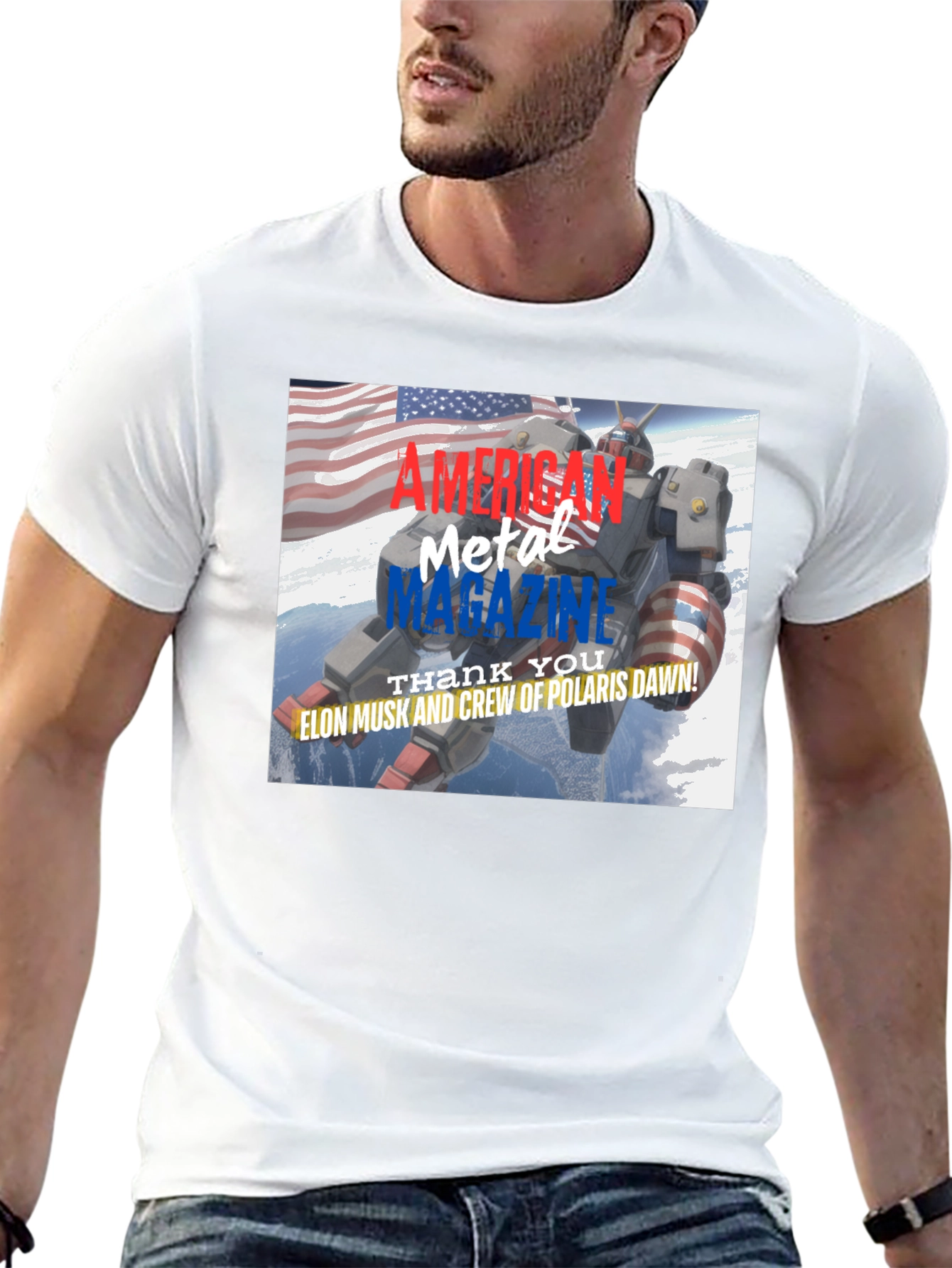 American Metal Magazine Patriotic Robot T-Shirt