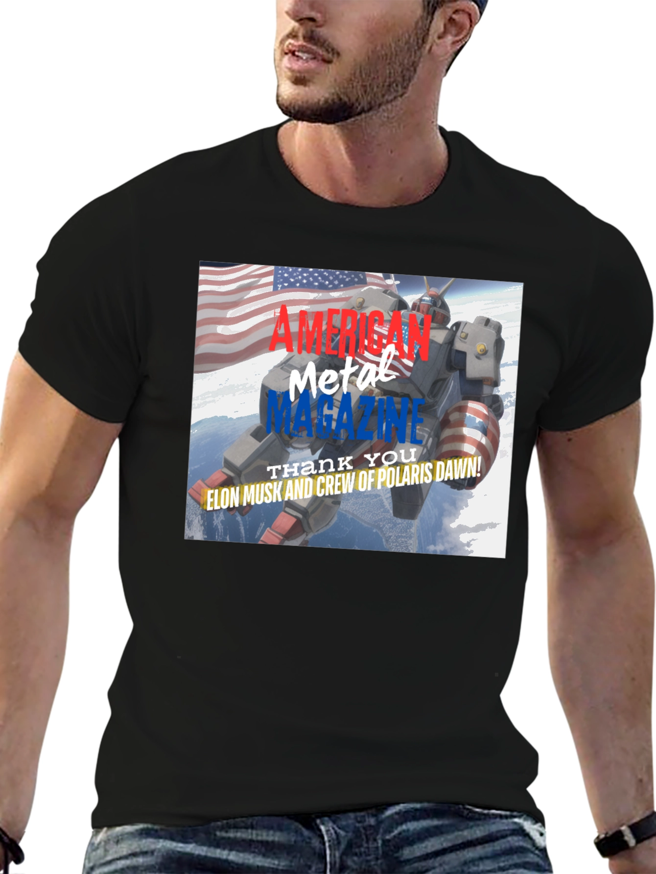 American Metal Magazine Patriotic Robot T-Shirt