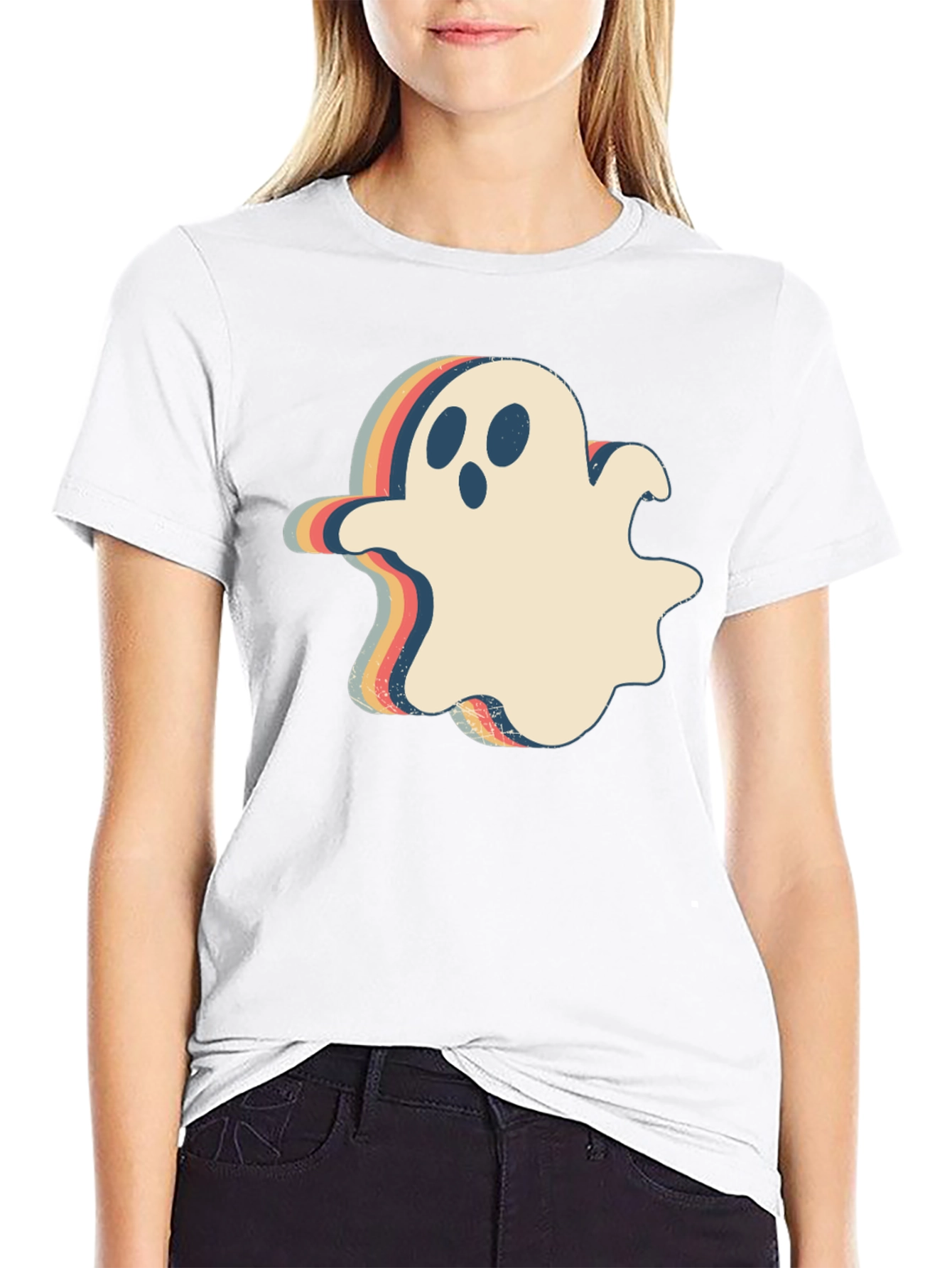 Retro Halloween Ghost Graphic T-Shirt
