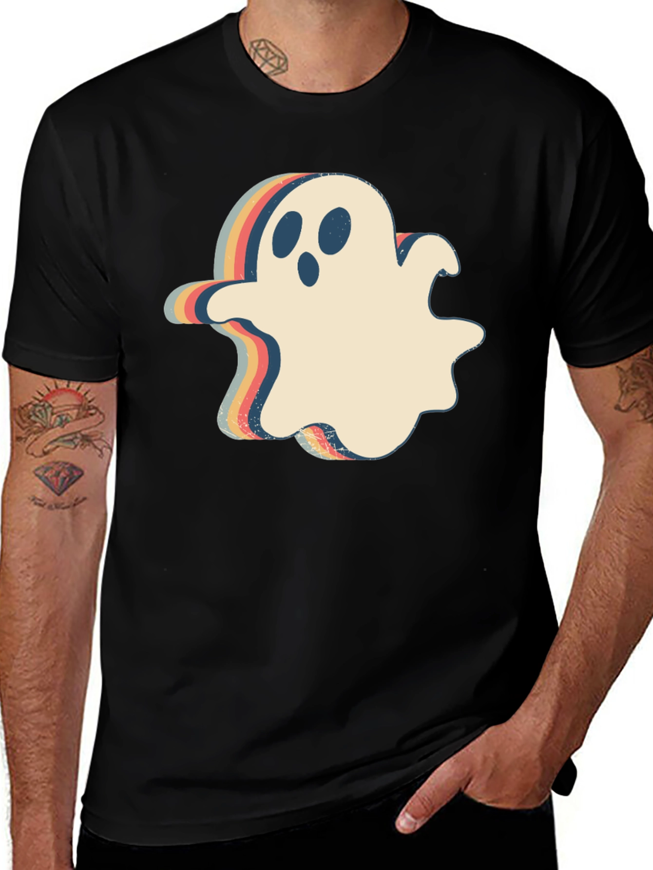 Retro Halloween Ghost Graphic T-Shirt