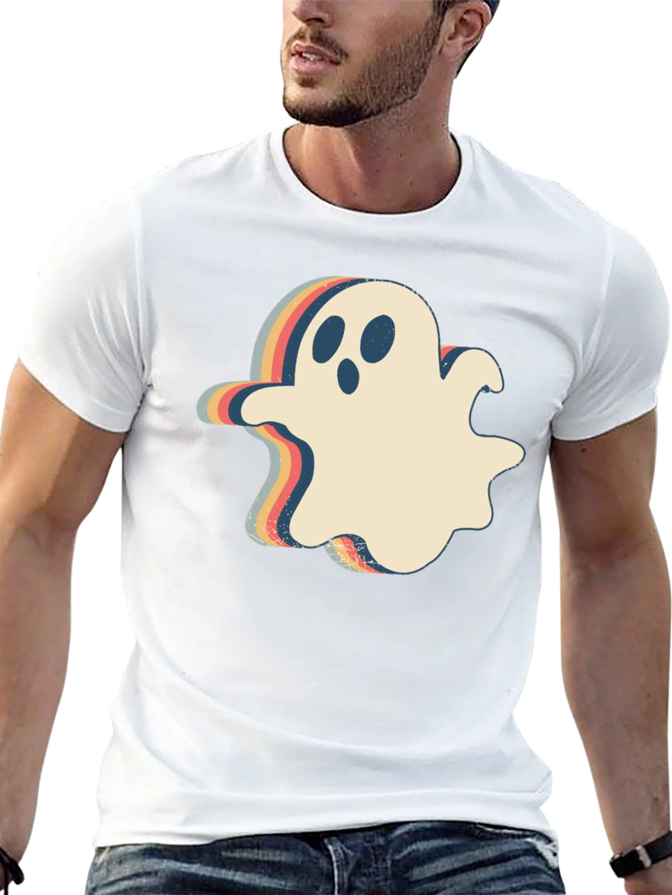 Retro Halloween Ghost Graphic T-Shirt