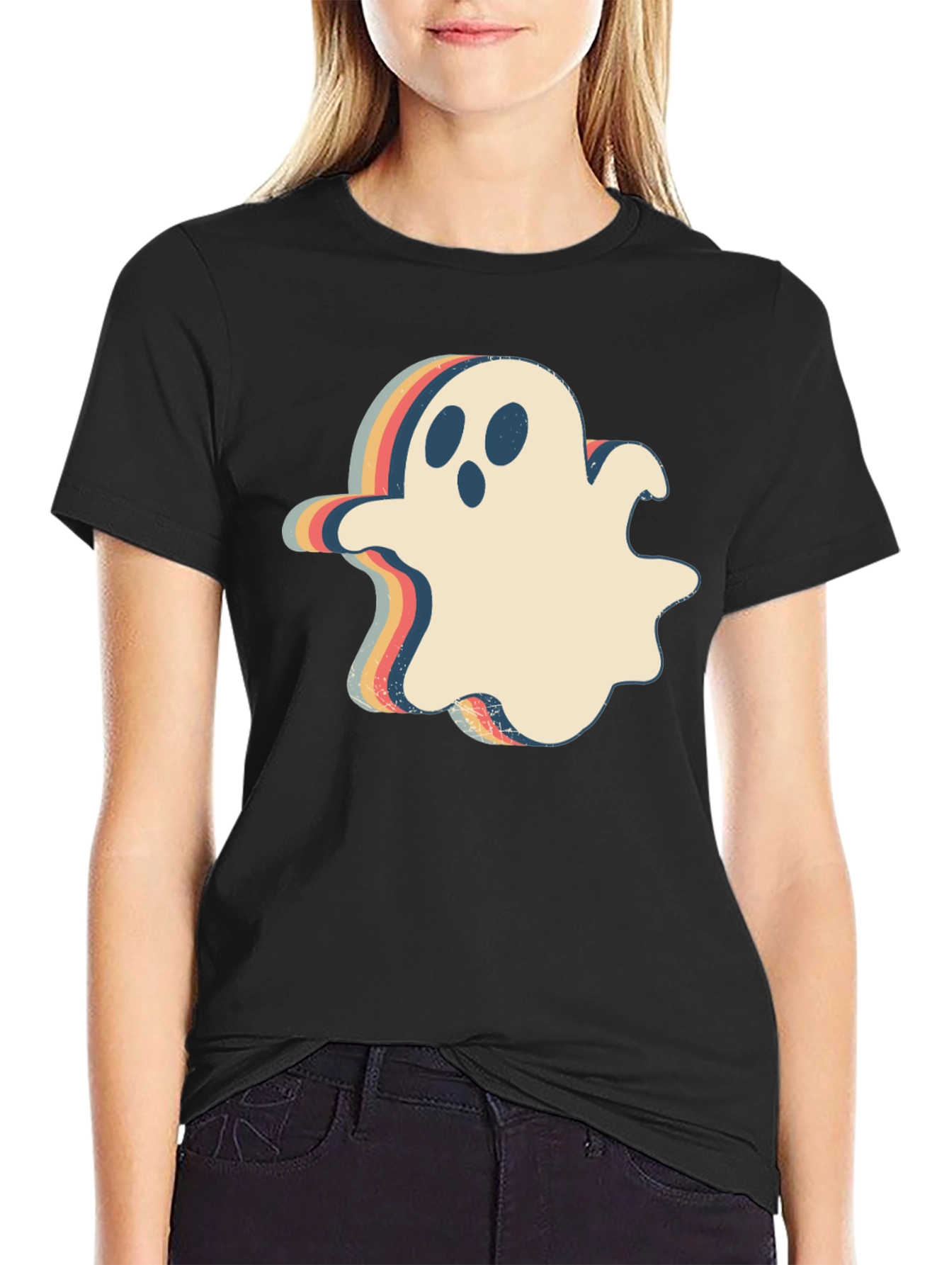 Retro Halloween Ghost Graphic T-Shirt