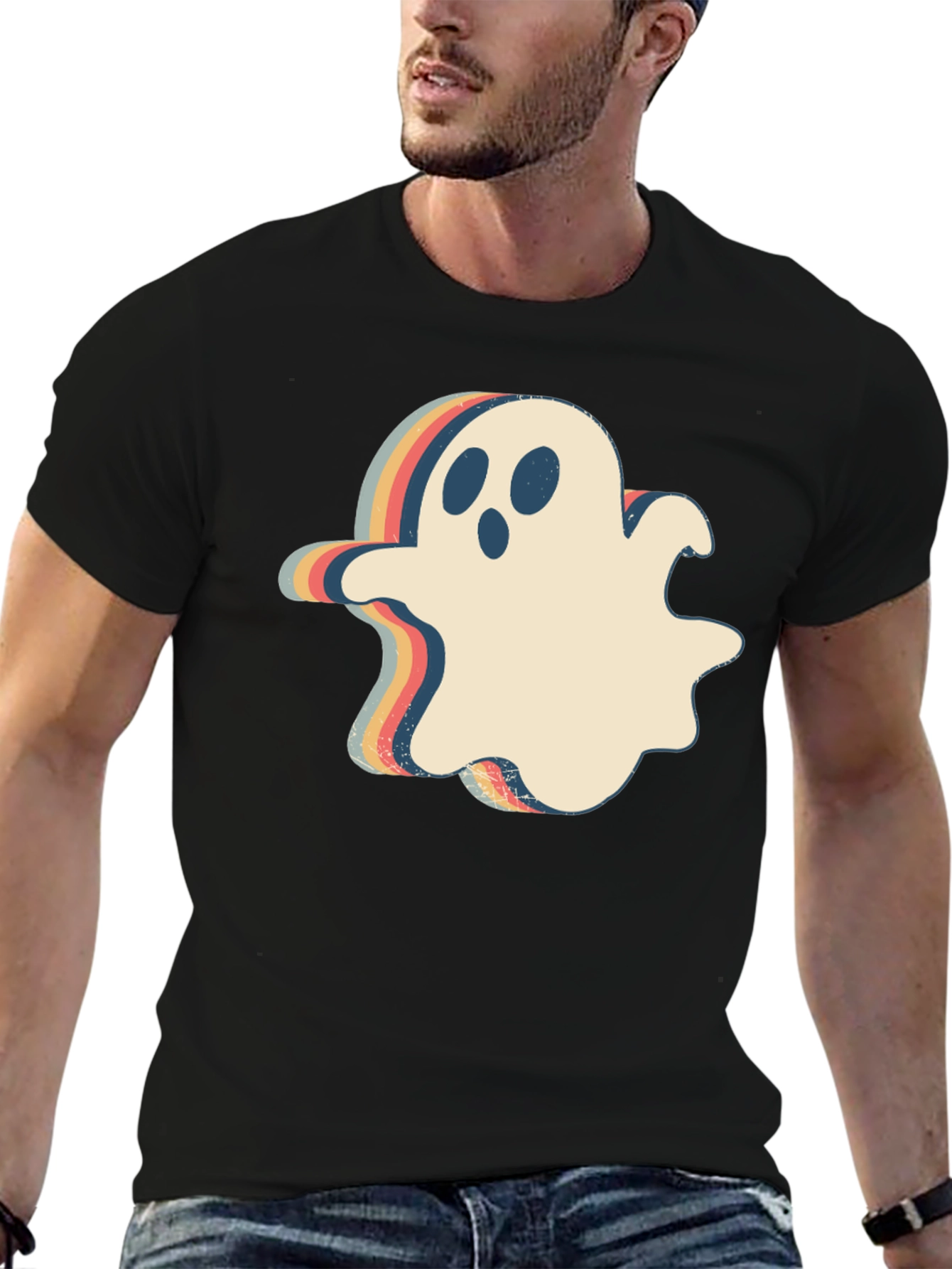 Retro Halloween Ghost Graphic T-Shirt