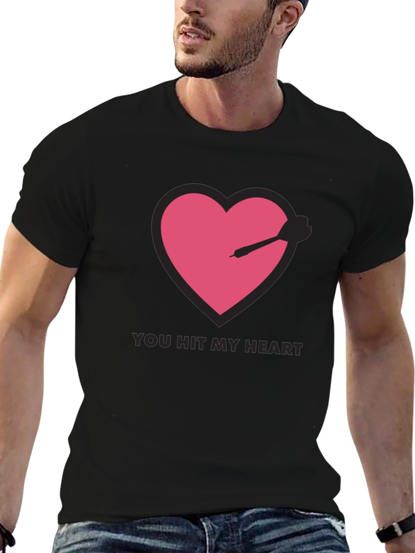 You Hit My Heart Black T-Shirt
