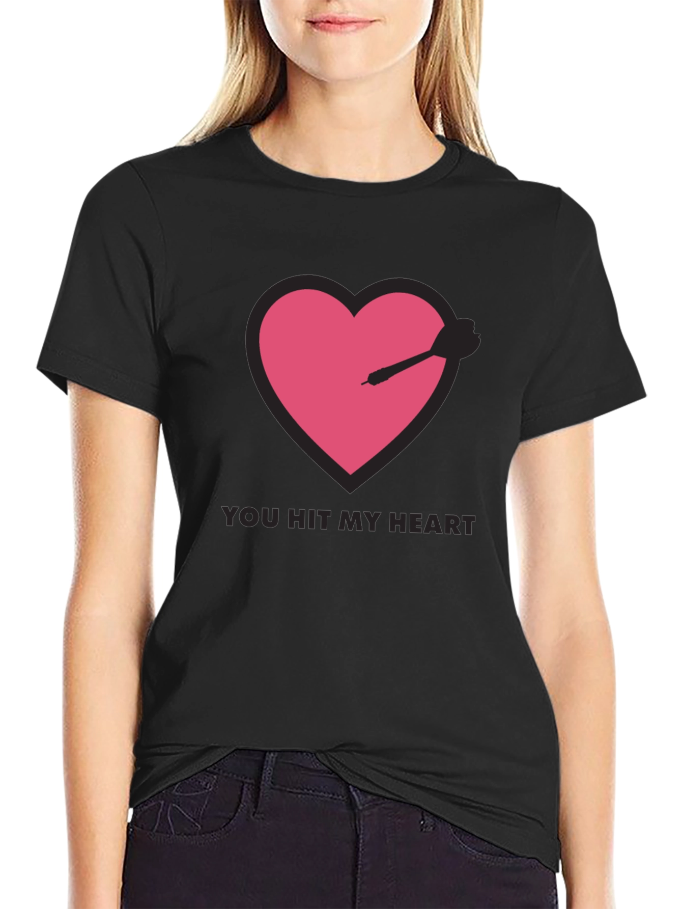 You Hit My Heart Black T-Shirt