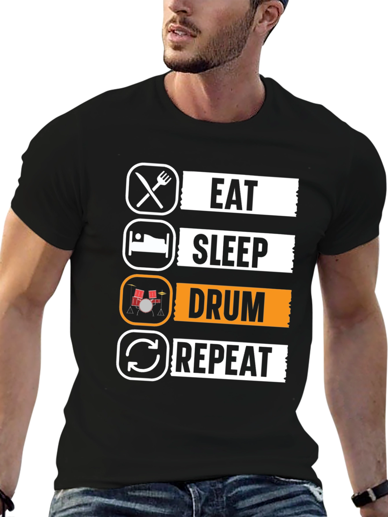 Eat Sleep Drum Repeat T-Shirt - Musicians Tee