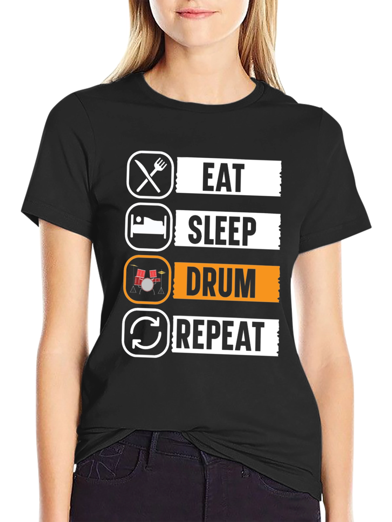 Eat Sleep Drum Repeat T-Shirt - Musicians Tee