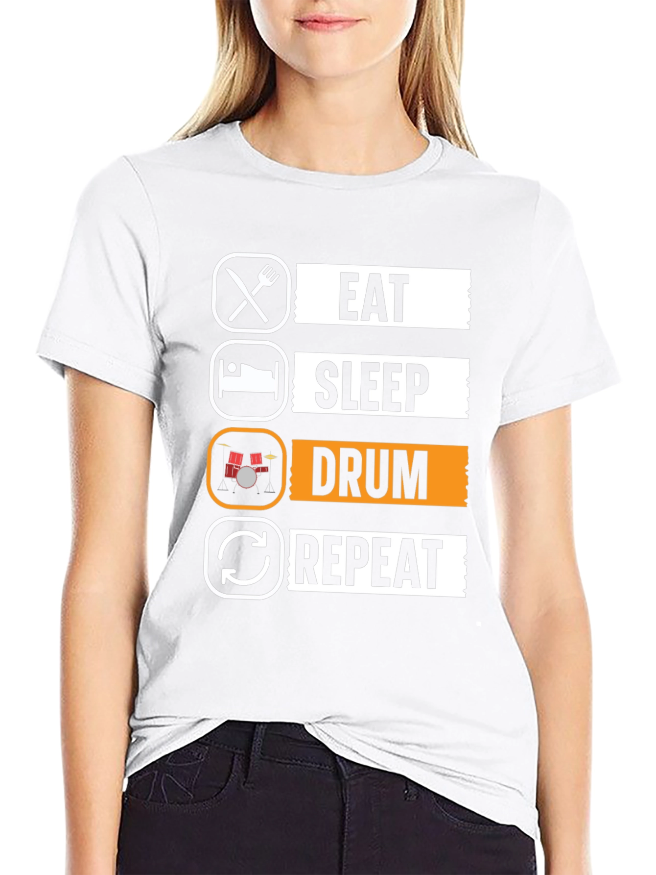 Eat Sleep Drum Repeat T-Shirt - Musicians Tee