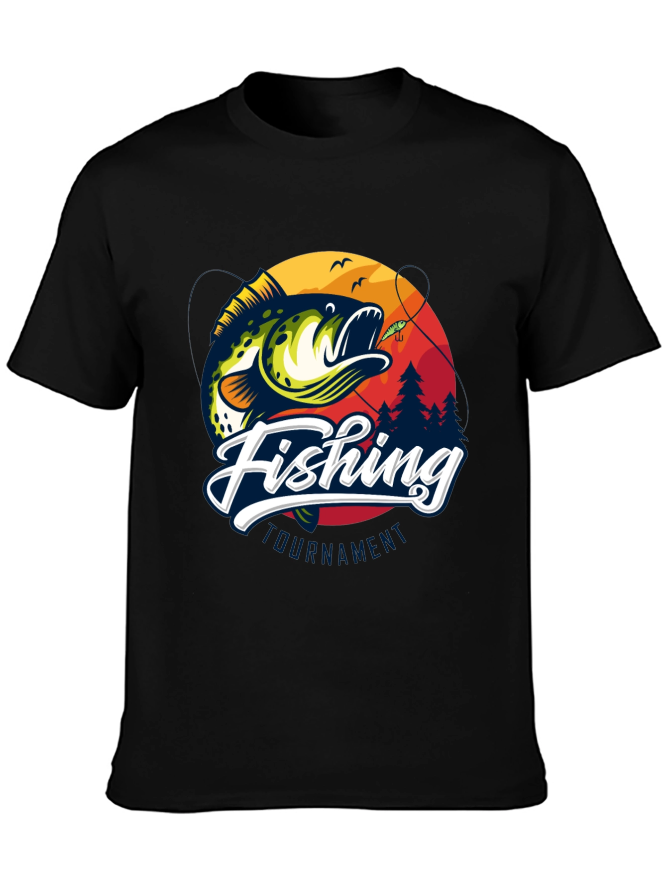 Fishing Tournament Black Graphic Tee