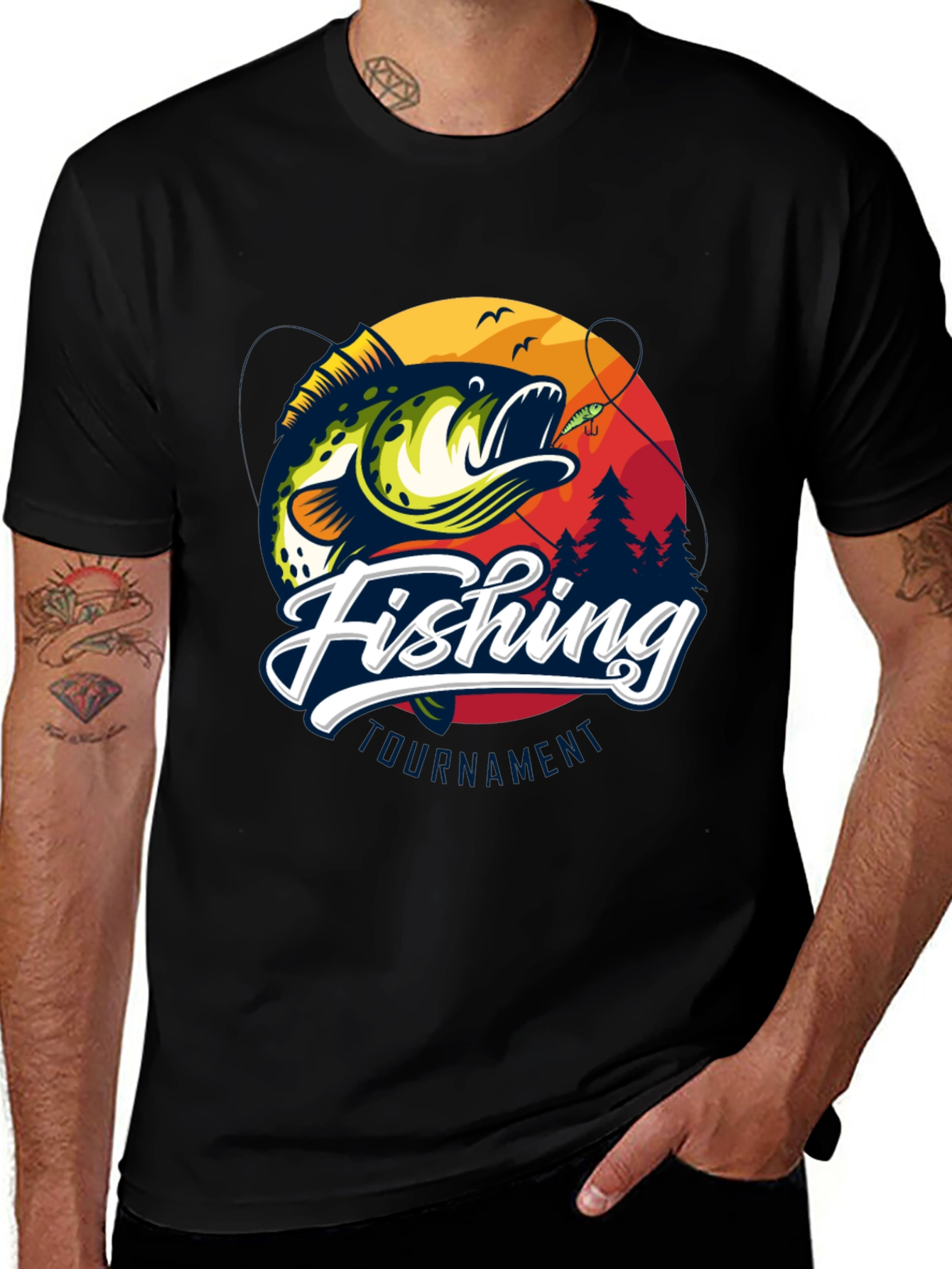 Fishing Tournament Black Graphic Tee