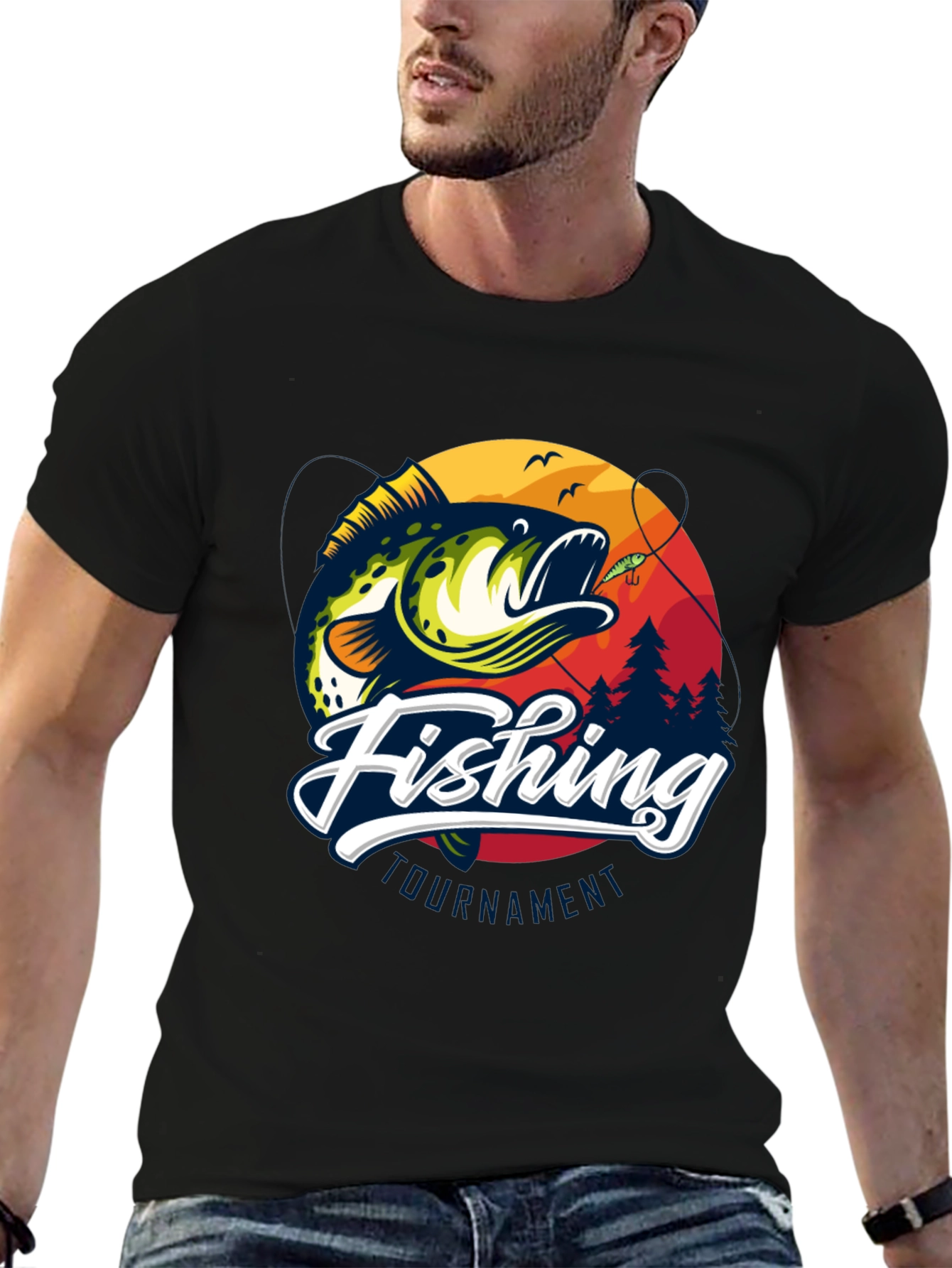 Fishing Tournament Black Graphic Tee