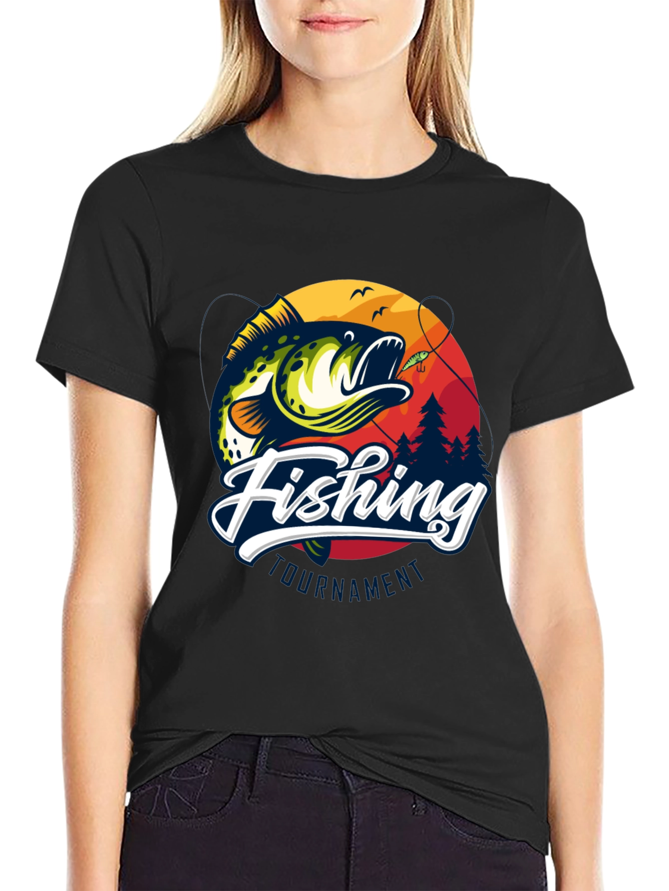 Fishing Tournament Black Graphic Tee