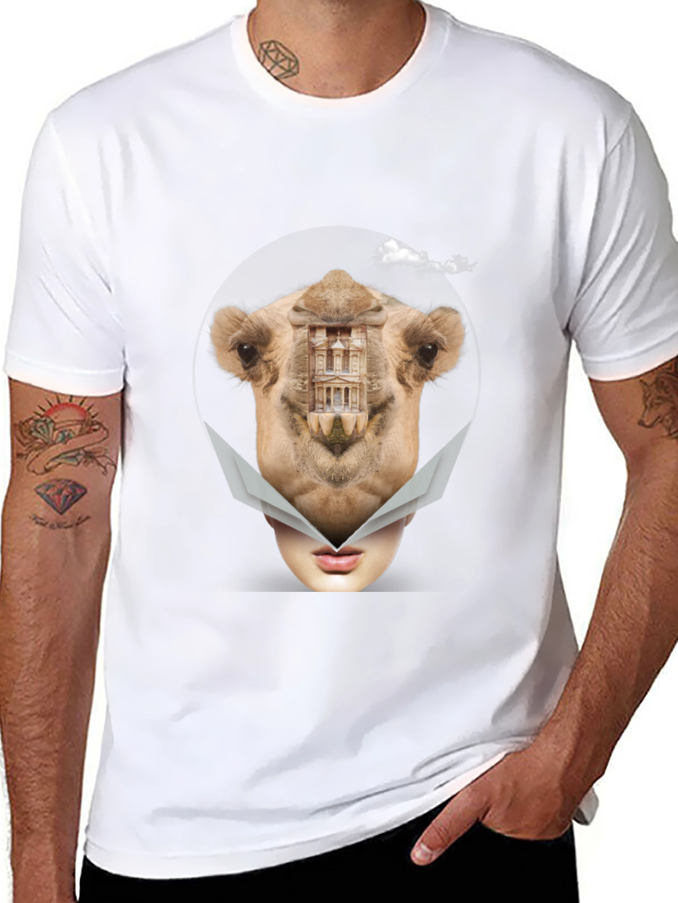 Camel Mirage T-Shirt - Surreal Art Tee