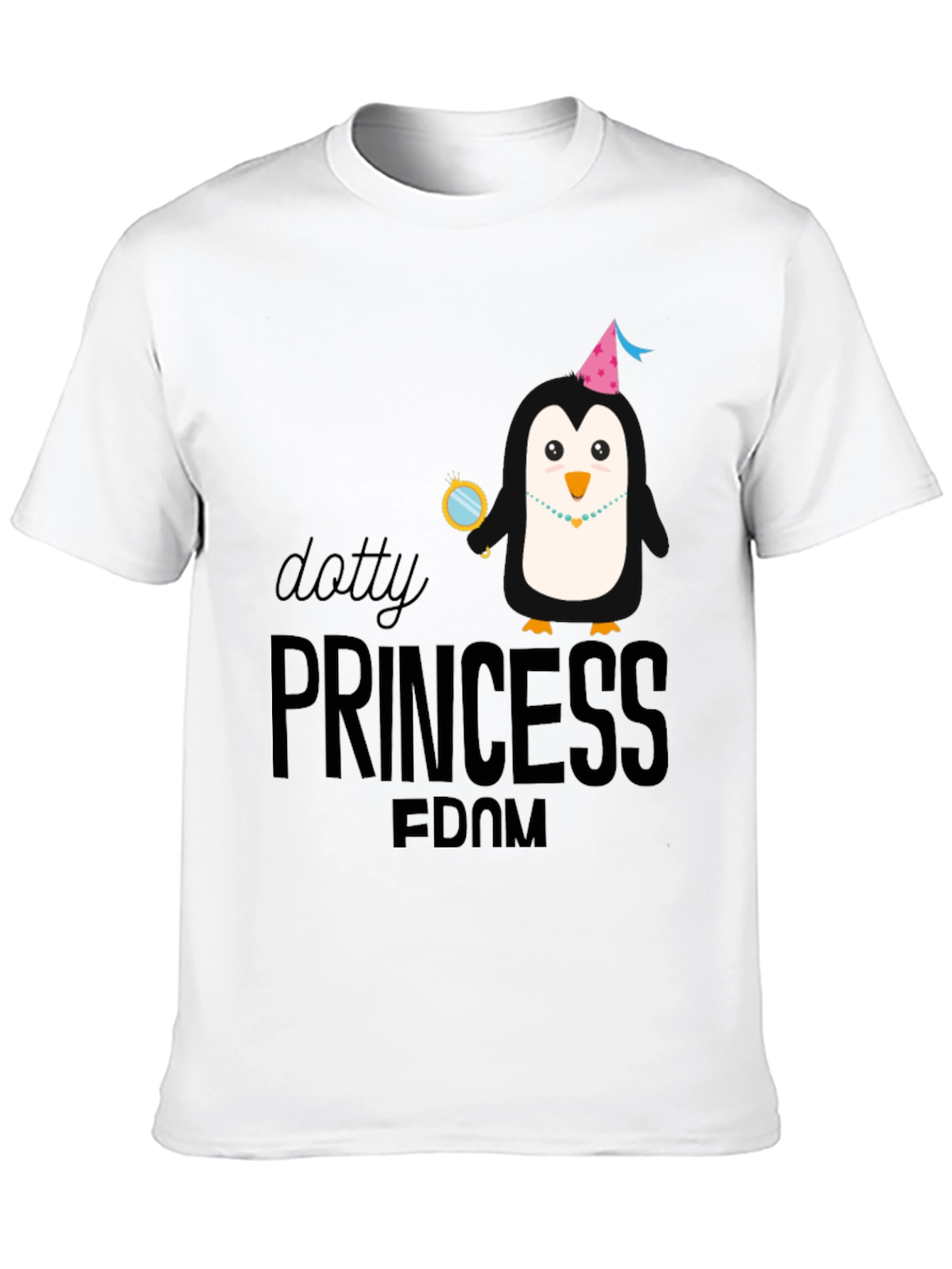 Dotty Princess Penguin Black T-Shirt