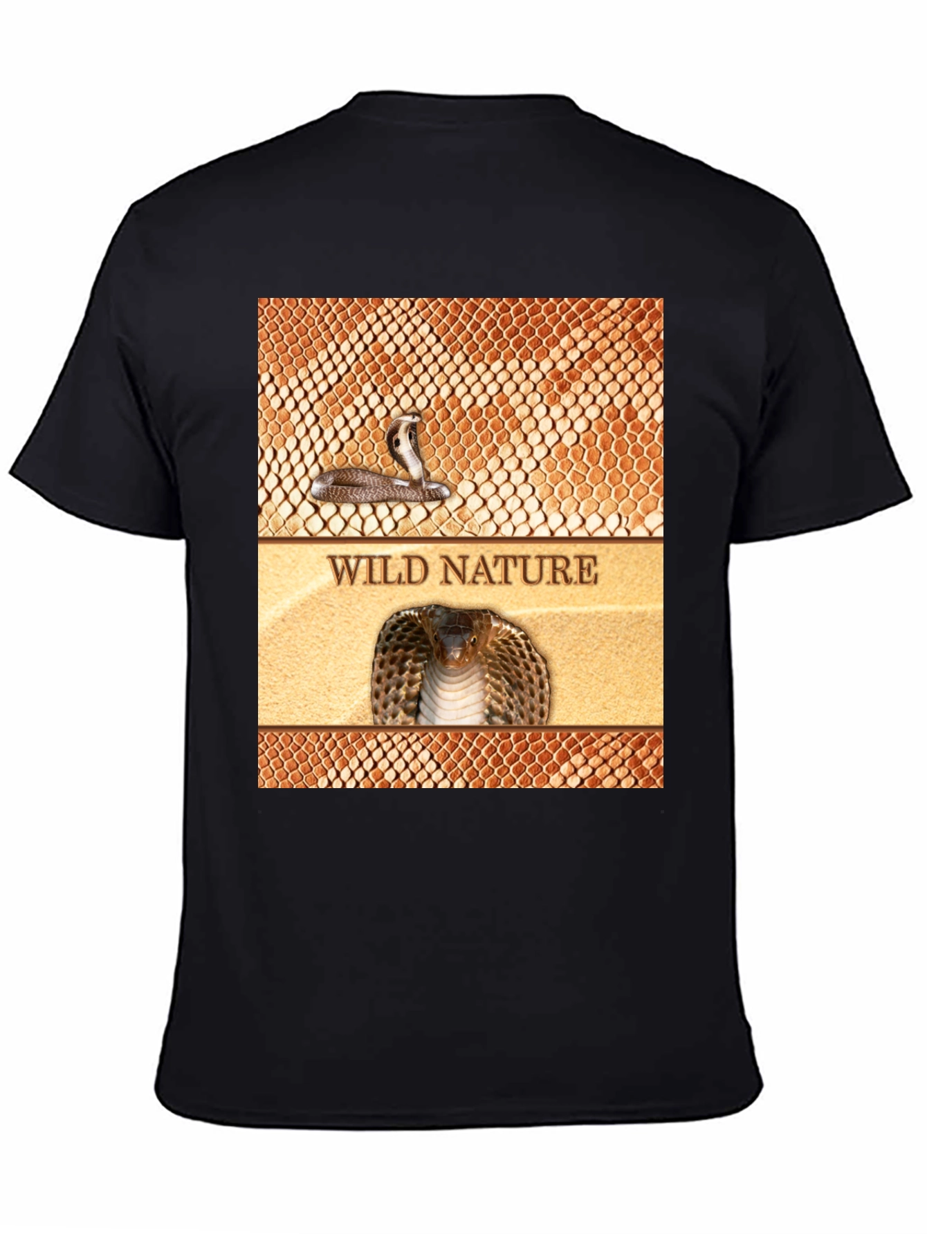 Wild Nature Snake Print Black T-Shirt