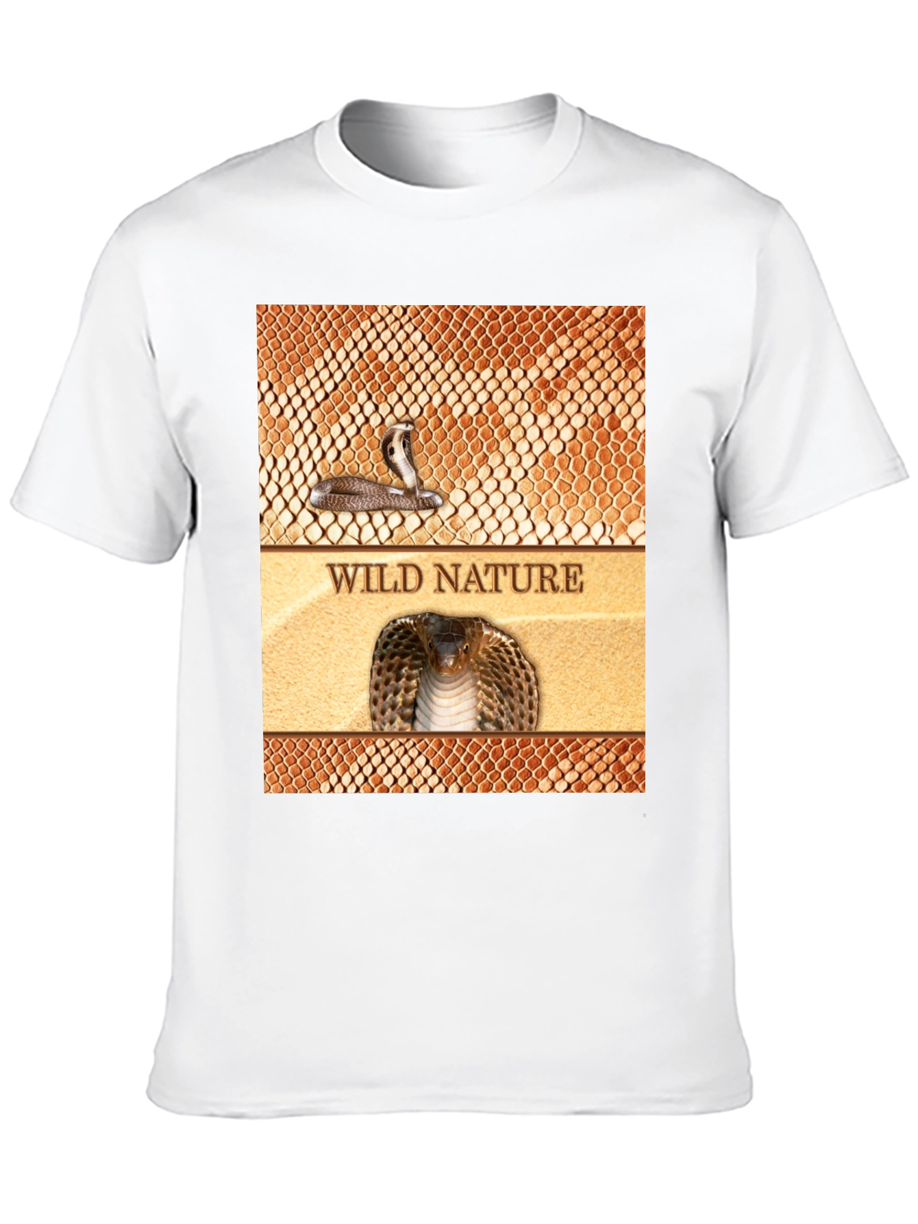 Wild Nature Snake Print Black T-Shirt