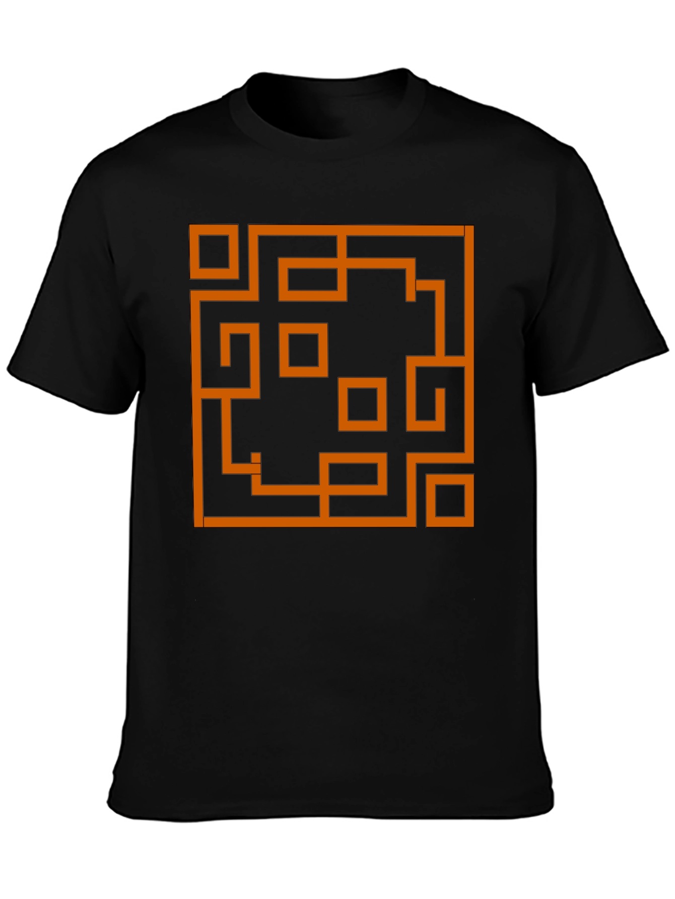 Abstract Maze Graphic Tee - Stylish Mens Black T-Shirt