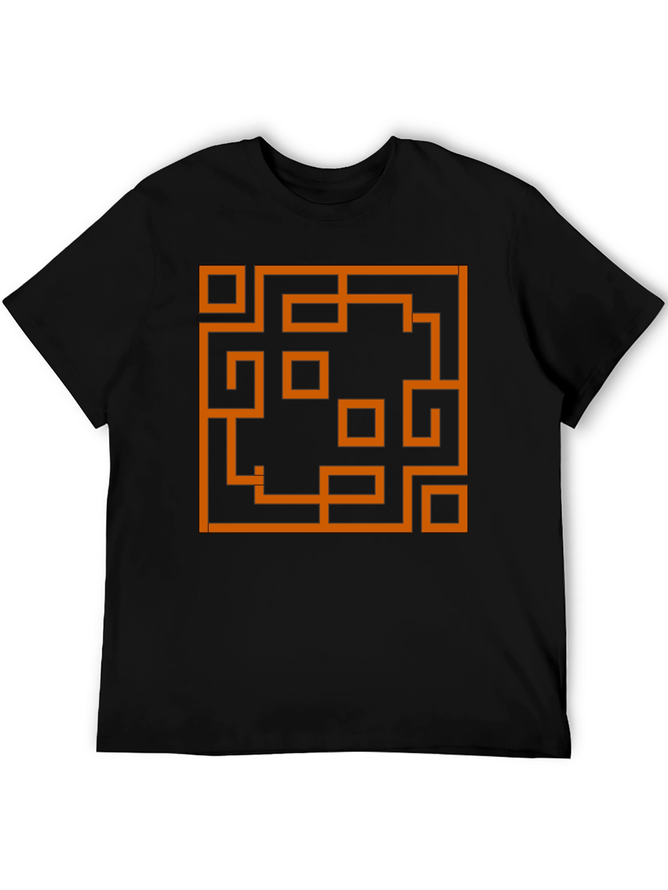 Abstract Maze Graphic Tee - Stylish Mens Black T-Shirt