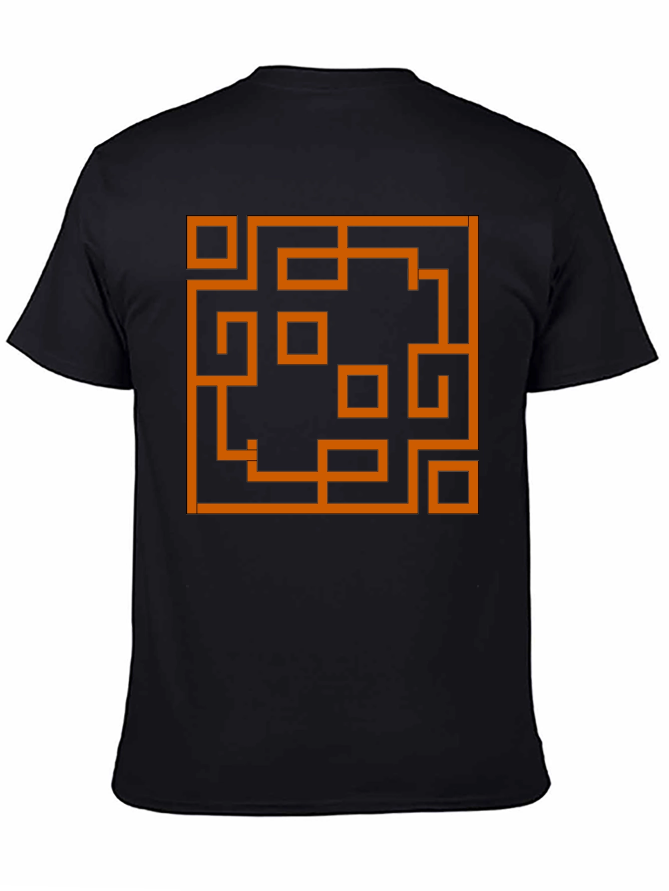 Abstract Maze Graphic Tee - Stylish Mens Black T-Shirt