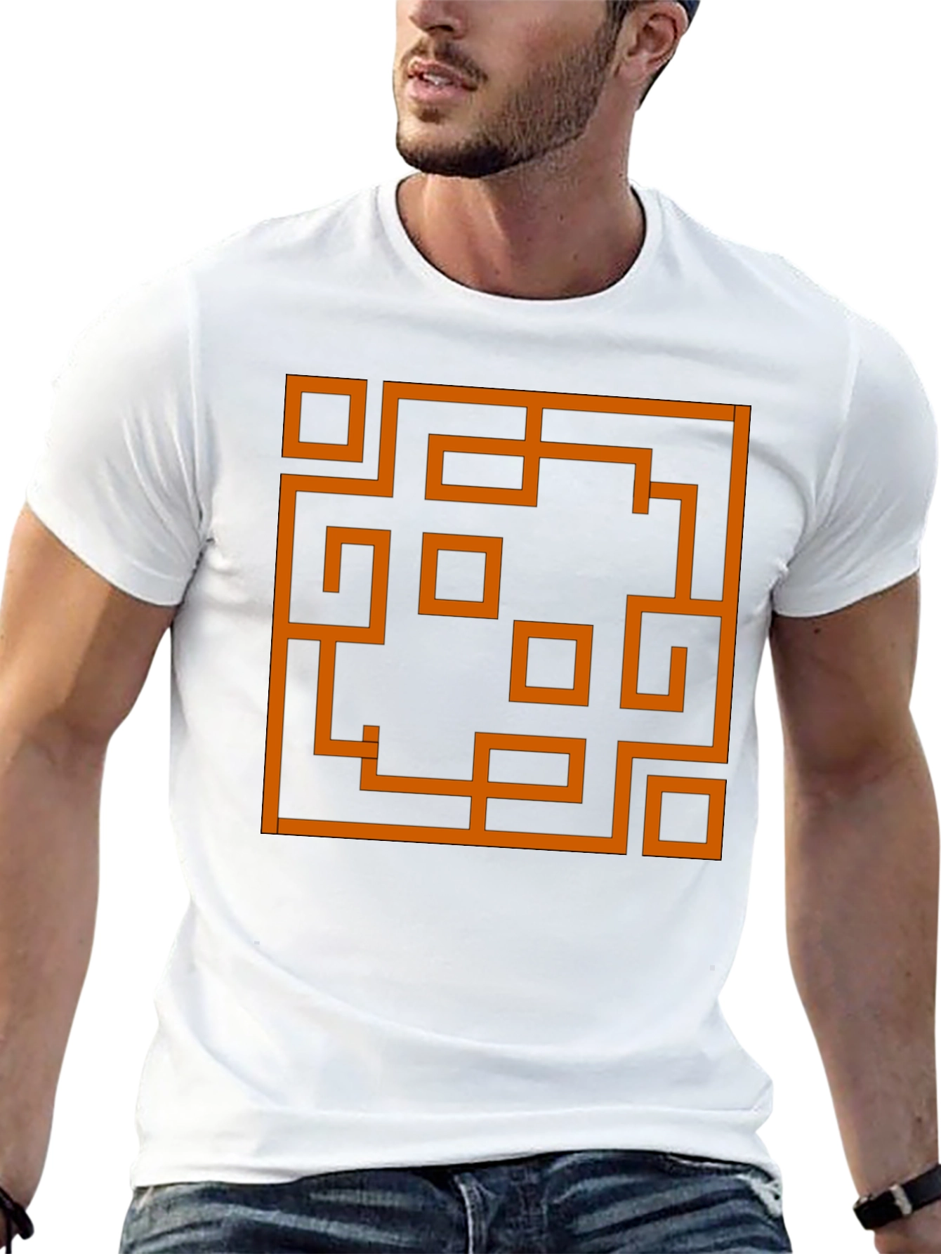 Abstract Maze Graphic Tee - Stylish Mens Black T-Shirt