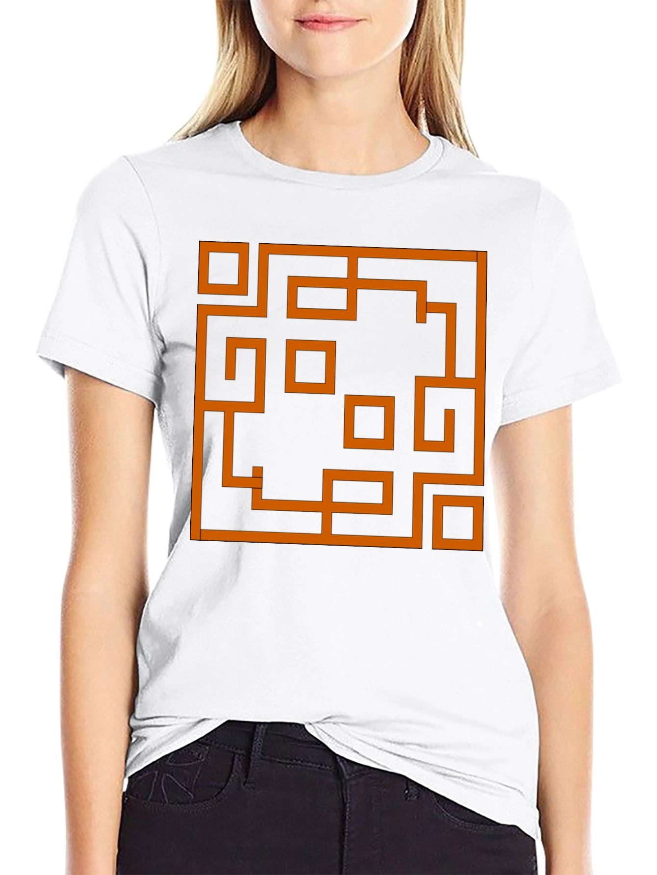 Abstract Maze Graphic Tee - Stylish Mens Black T-Shirt