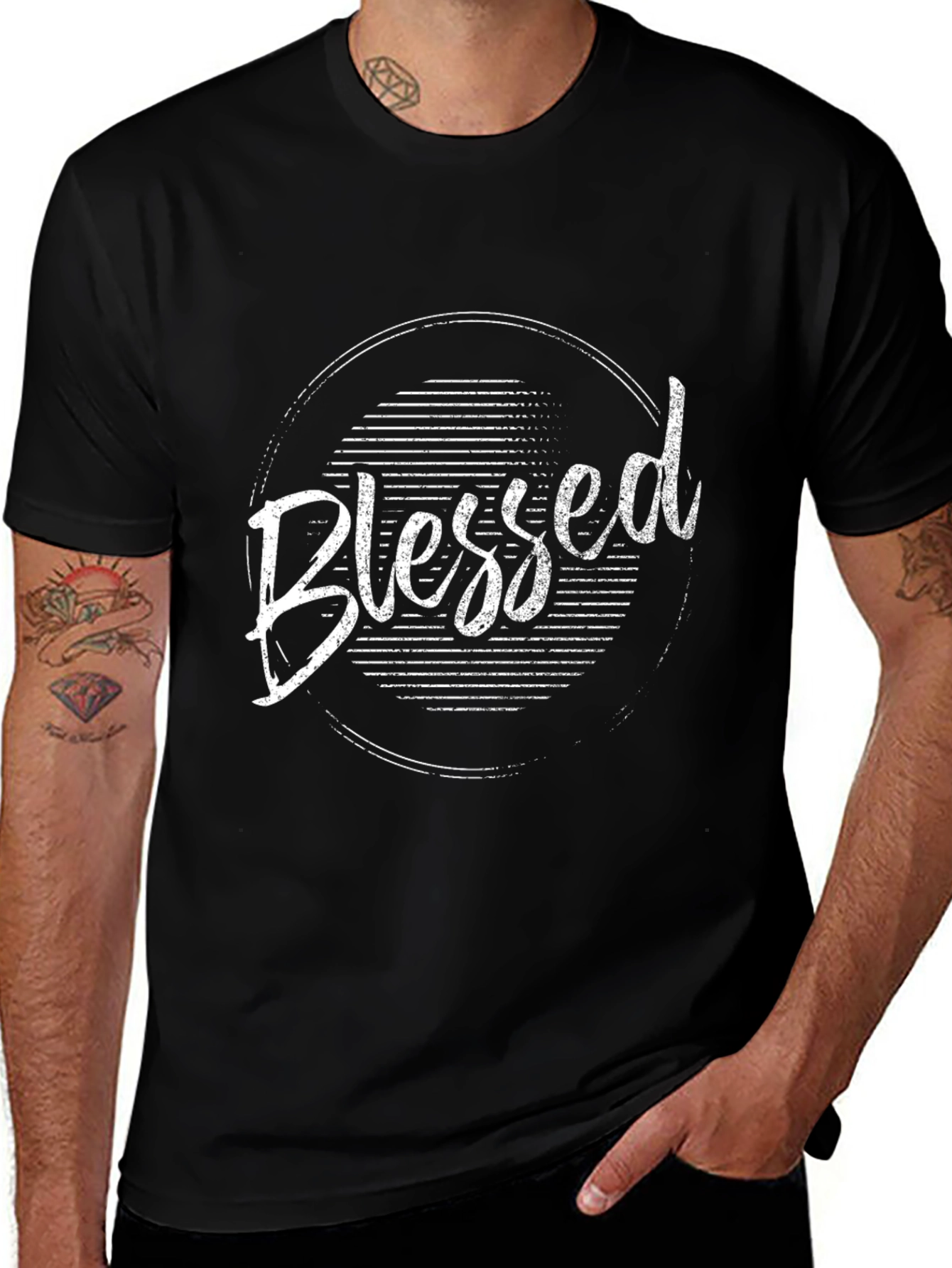 Blessed Graphic Tee - Mens Black Crew Neck