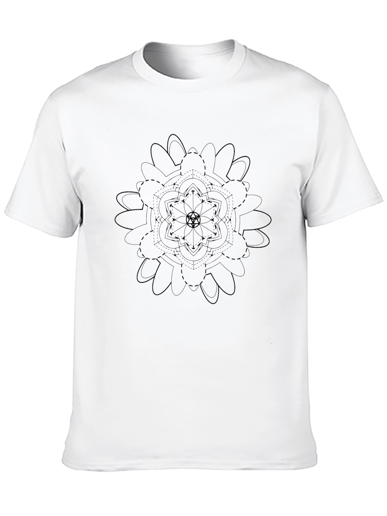 Geometric Mandala Graphic T-Shirt - Stylish Black Tee