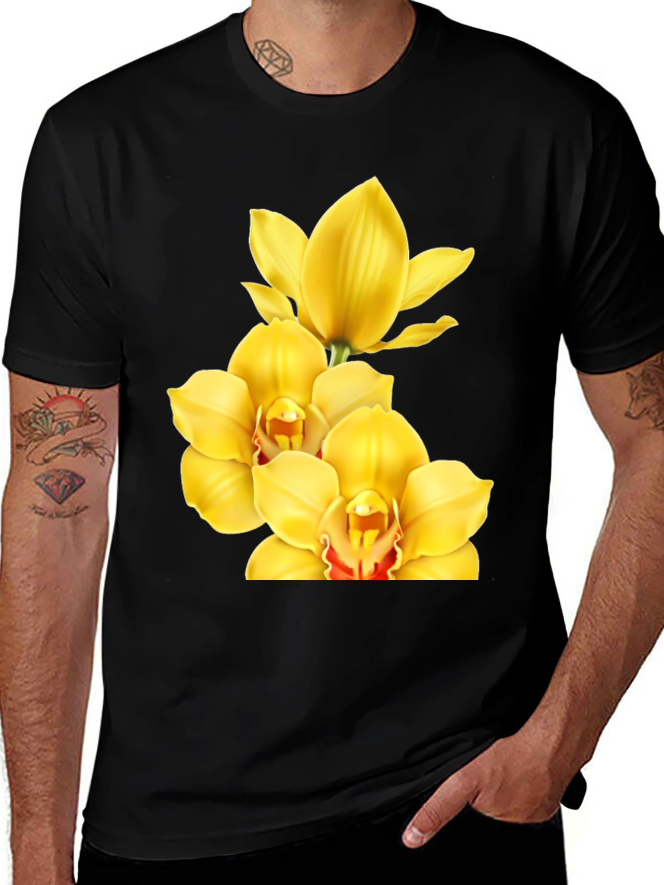 Orchid Graphic Tee - Stylish Black T-Shirt
