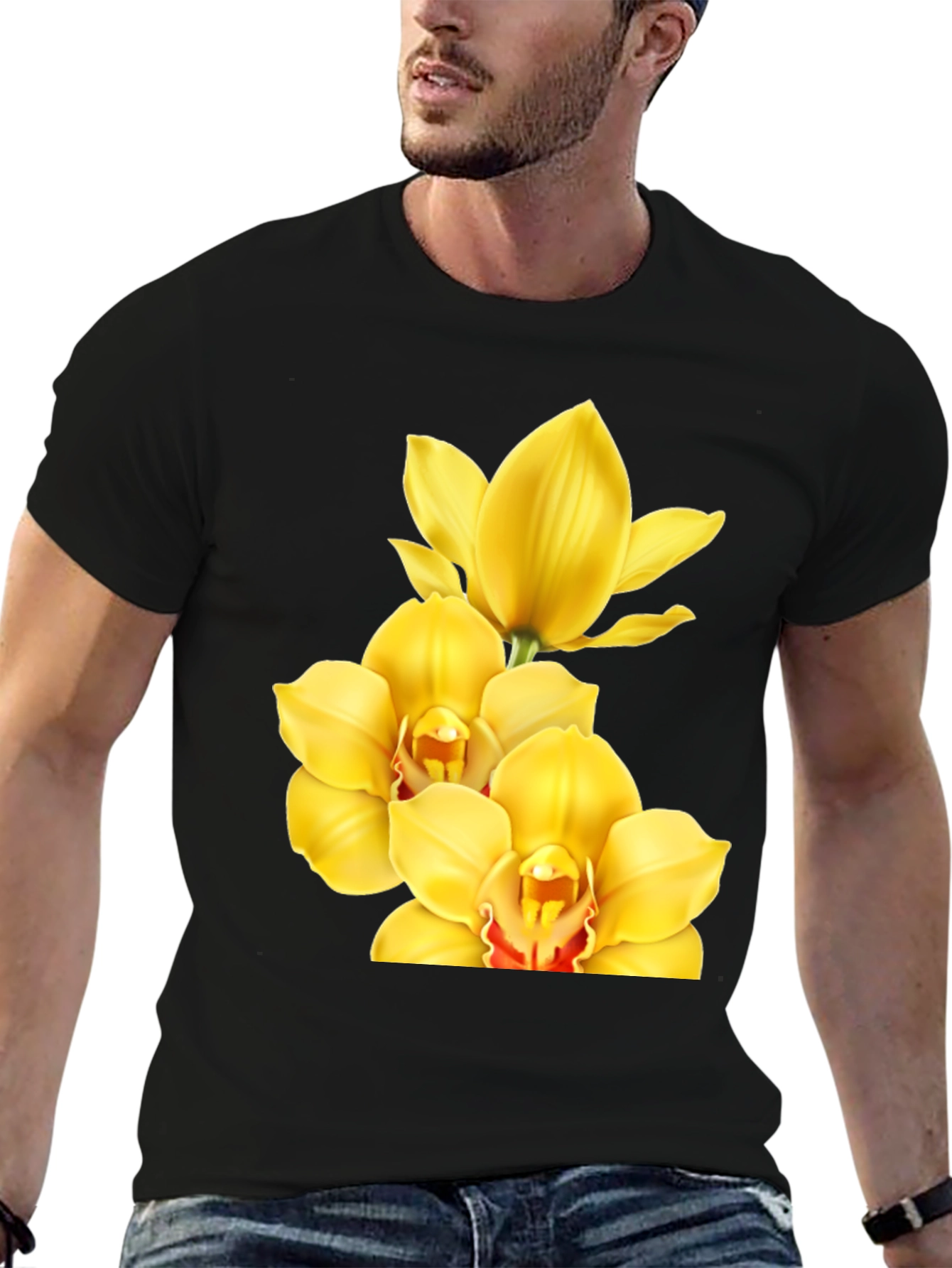Orchid Graphic Tee - Stylish Black T-Shirt