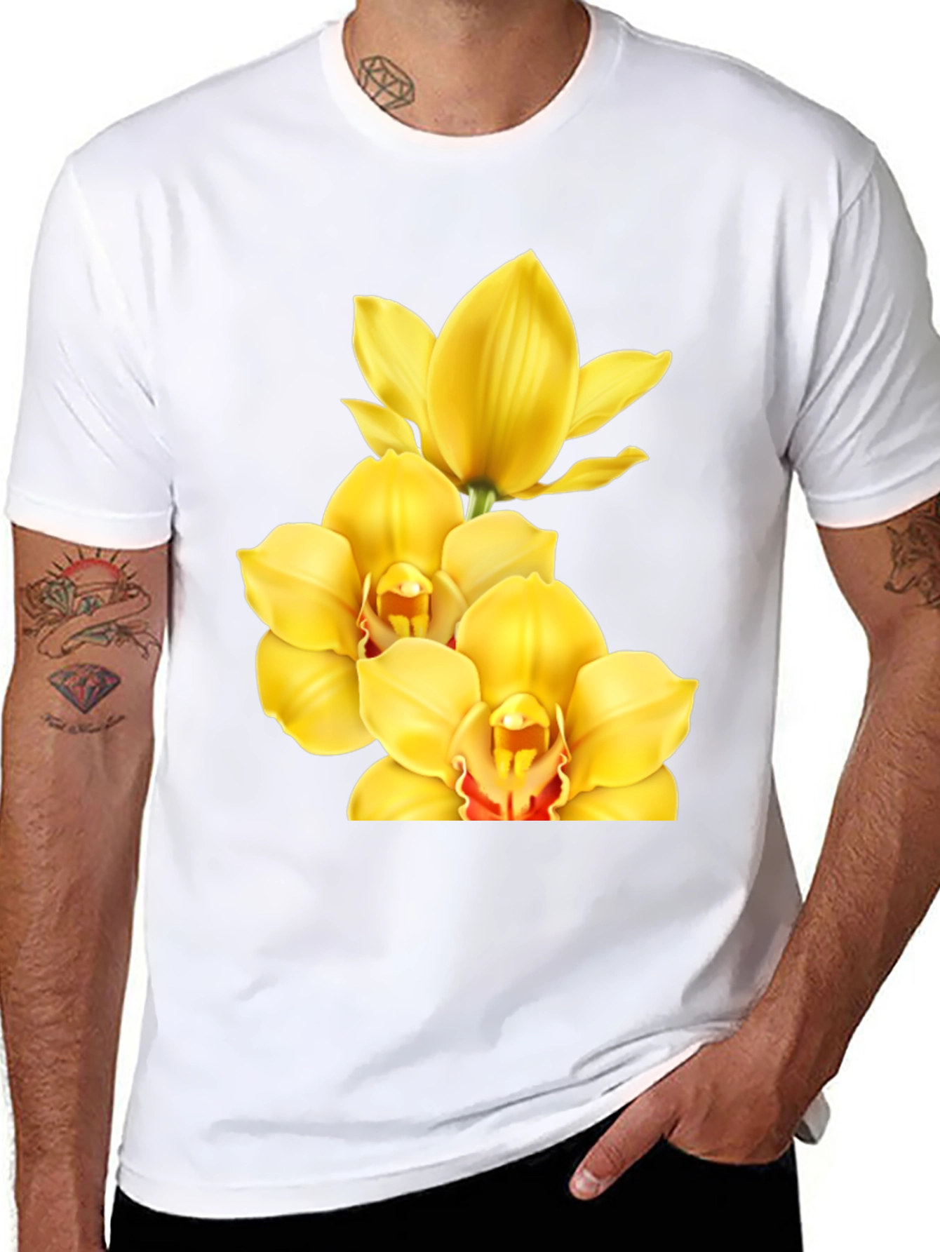 Orchid Graphic Tee - Stylish Black T-Shirt