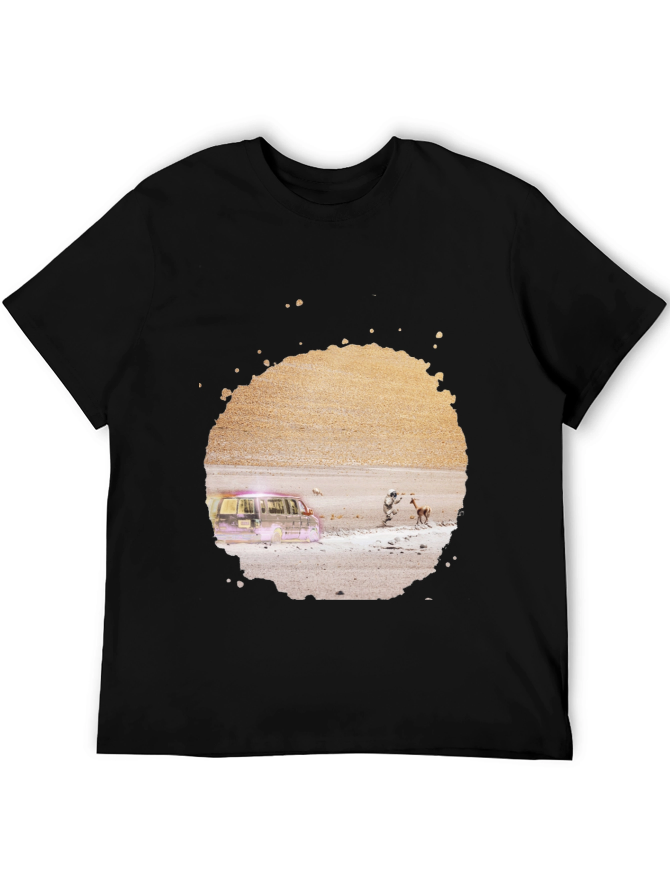 Abstract Desert Scene Graphic Tee - Black