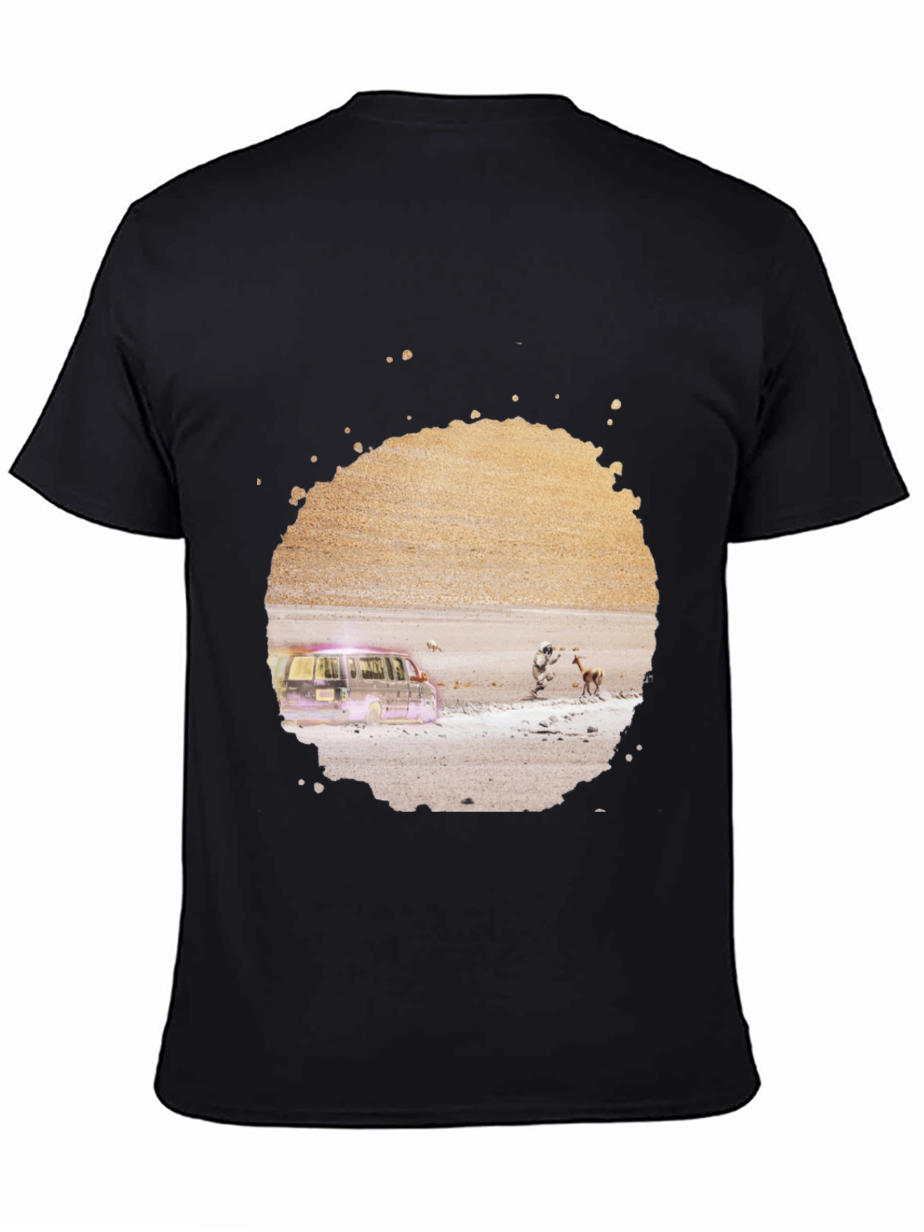 Abstract Desert Scene Graphic Tee - Black