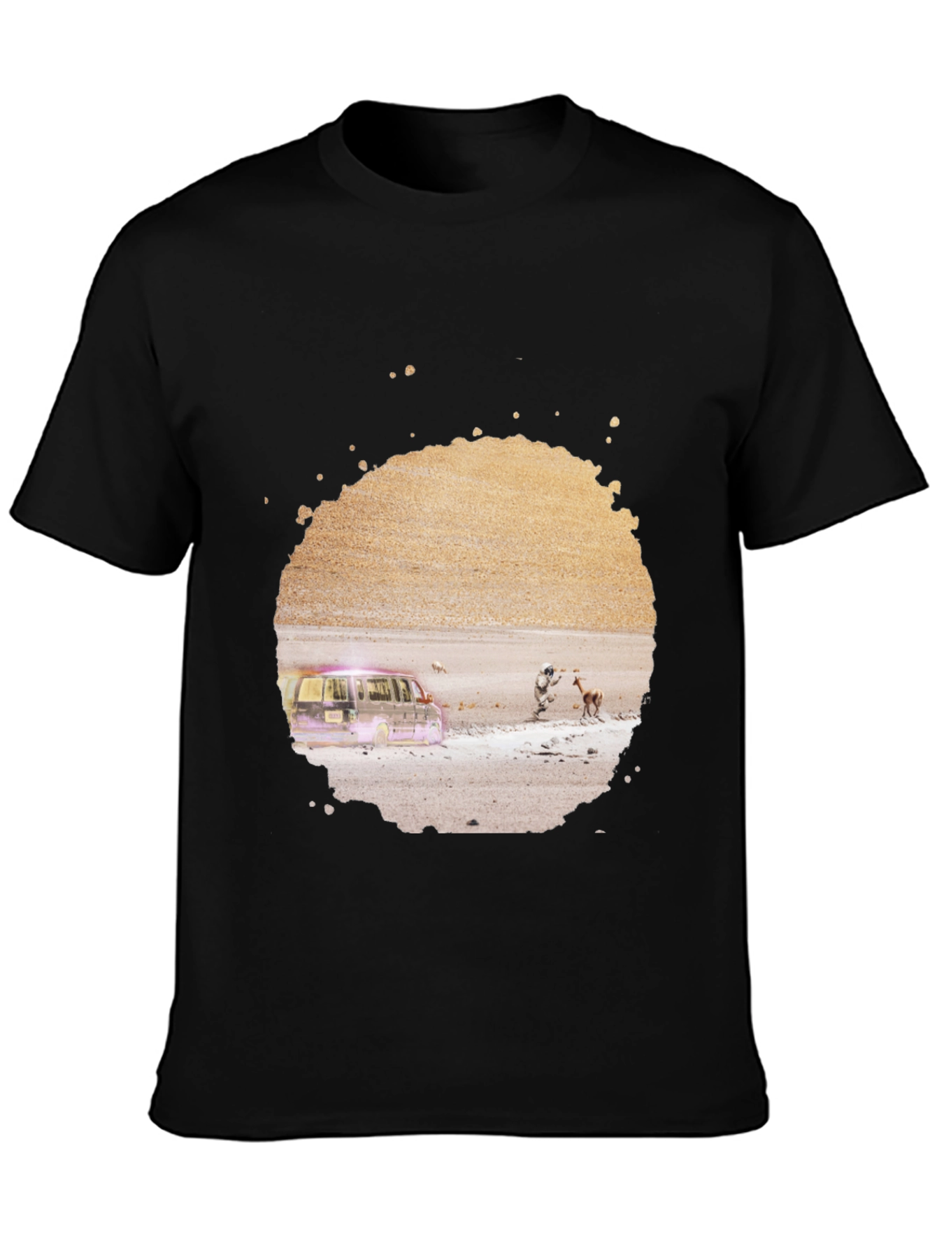 Abstract Desert Scene Graphic Tee - Black