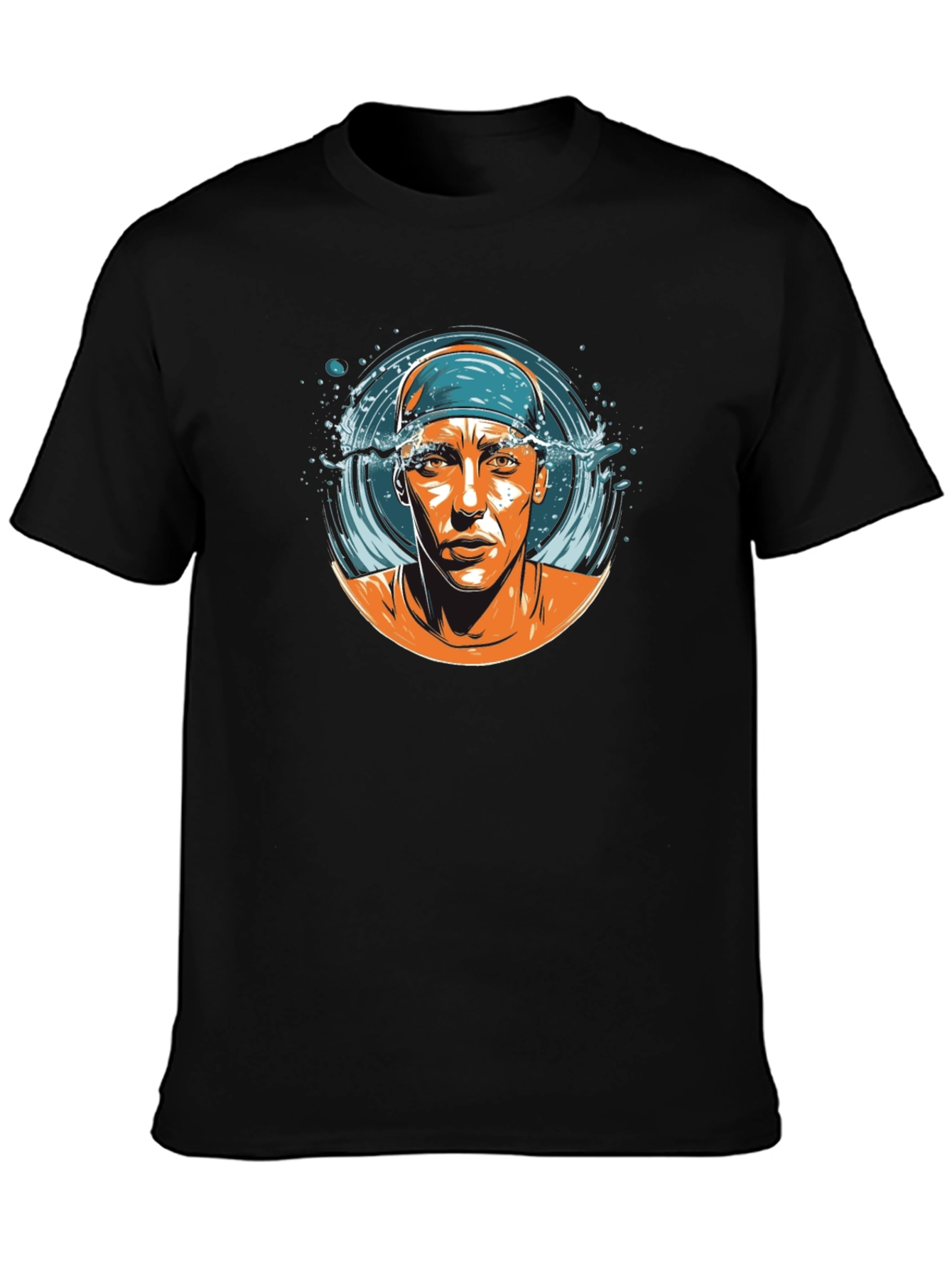 Swimmer Graphic T-Shirt - Black Cotton Tee