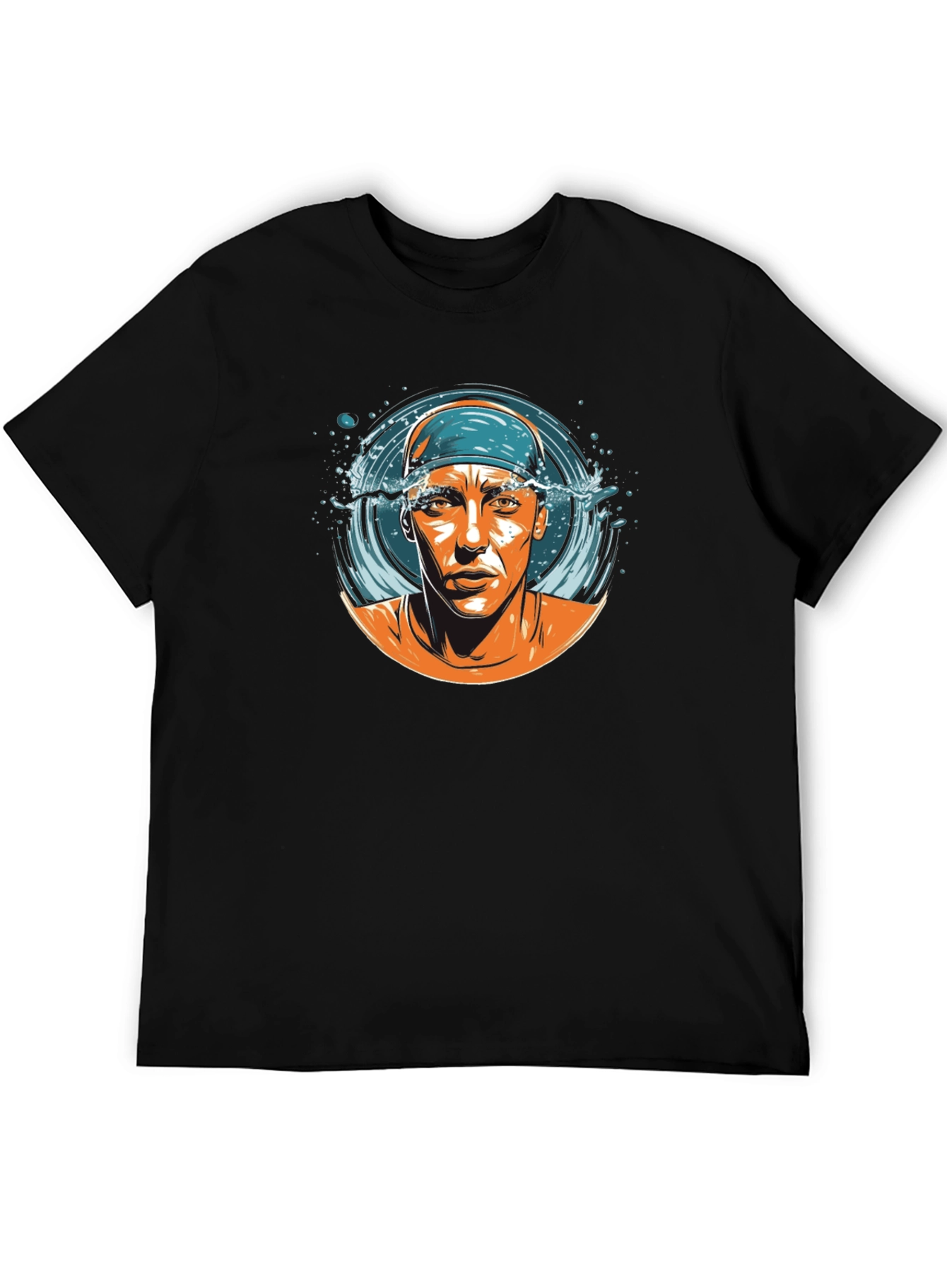Swimmer Graphic T-Shirt - Black Cotton Tee