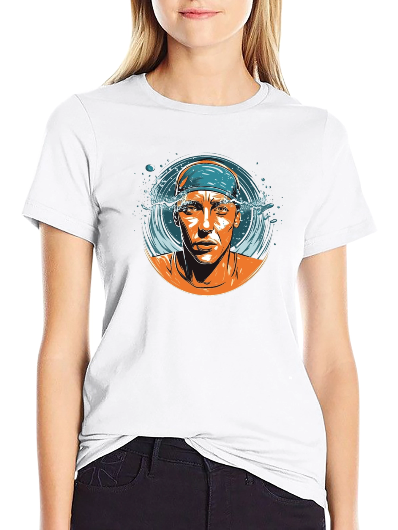 Swimmer Graphic T-Shirt - Black Cotton Tee