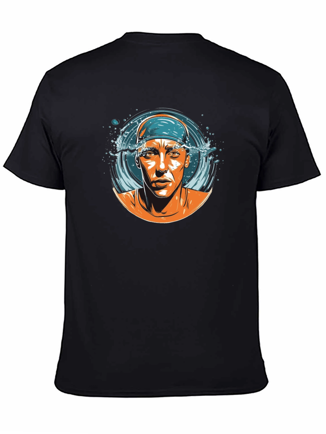 Swimmer Graphic T-Shirt - Black Cotton Tee