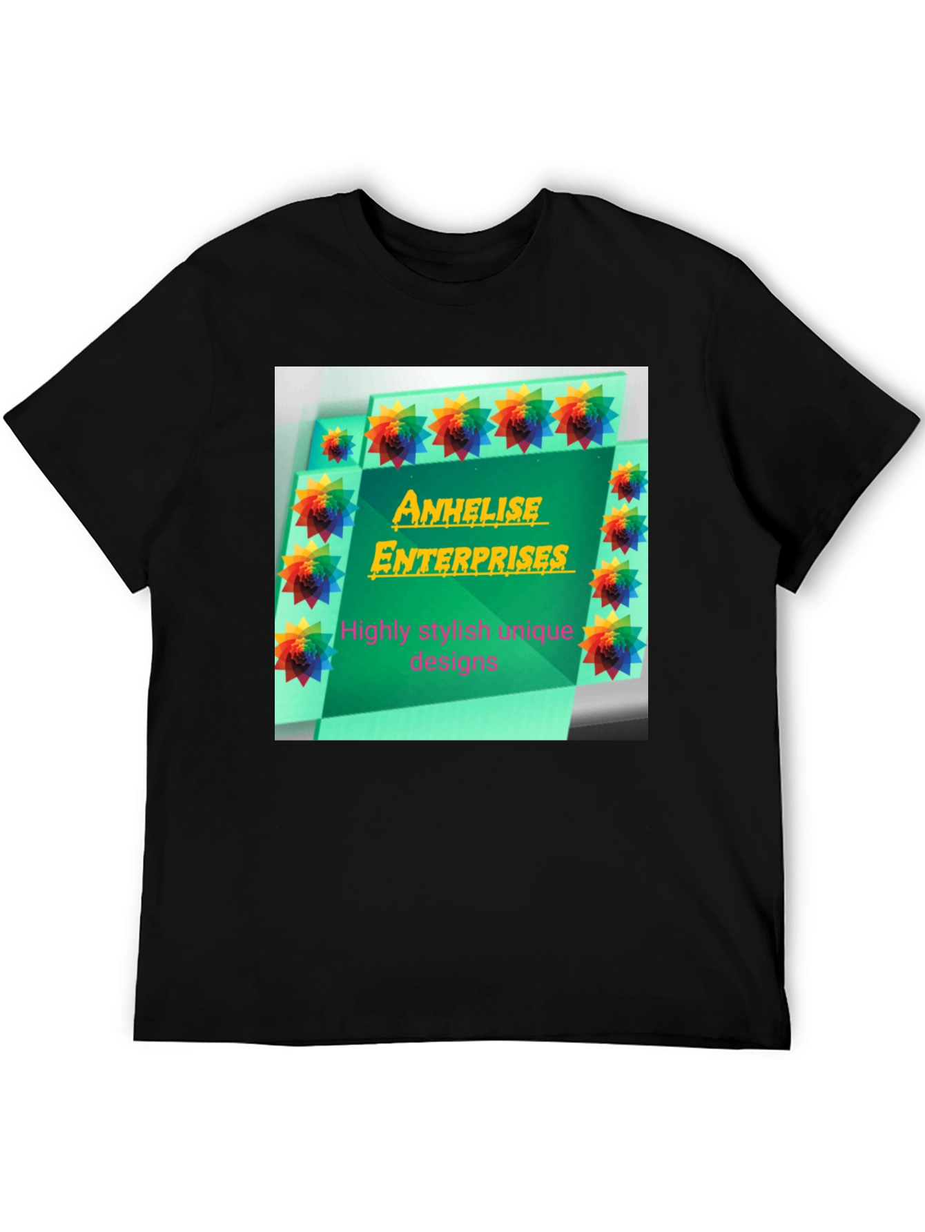 Stylish Black Tee with Anhelise Enterprises Design