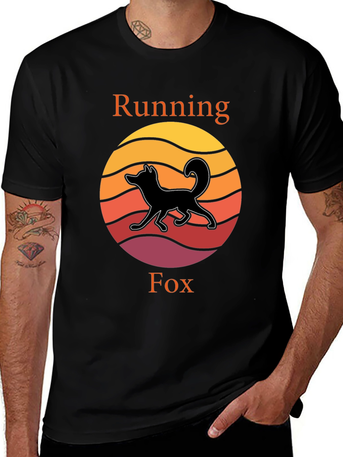 Running Fox T-Shirt - Sunset Design