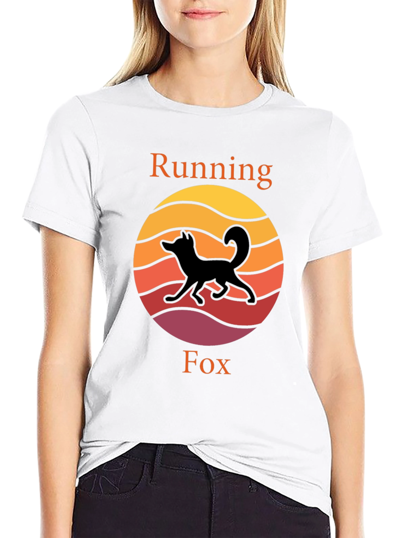 Running Fox T-Shirt - Sunset Design