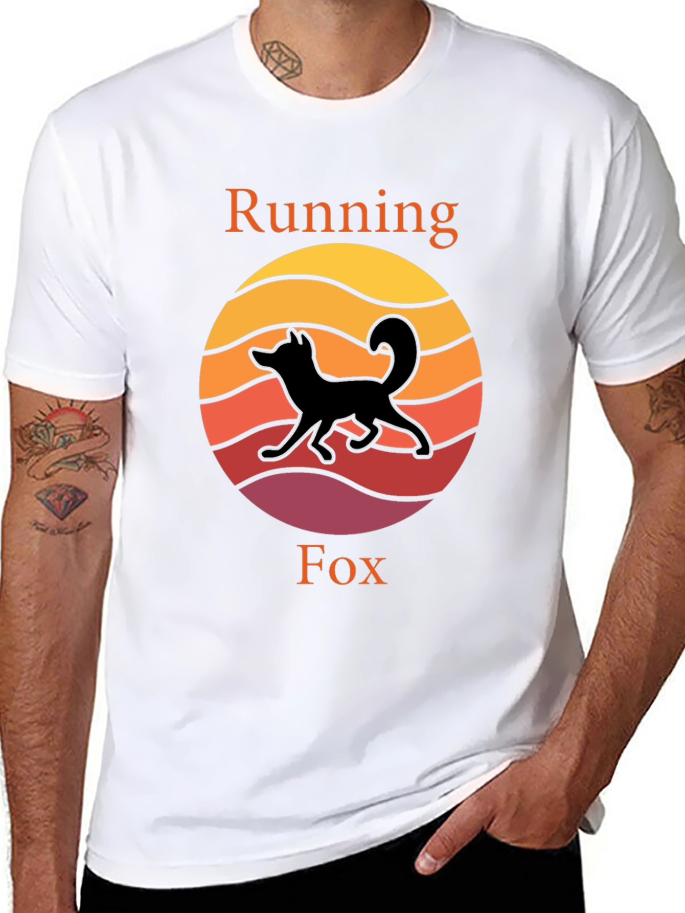Running Fox T-Shirt - Sunset Design